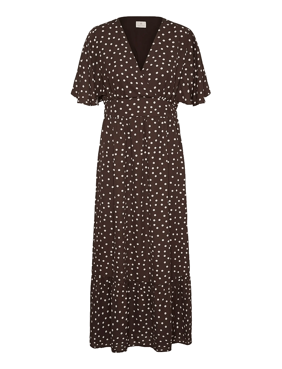 Kaffe - KAlorinda SS Dress - abendkleider - seal brown/turtledove dot - 1