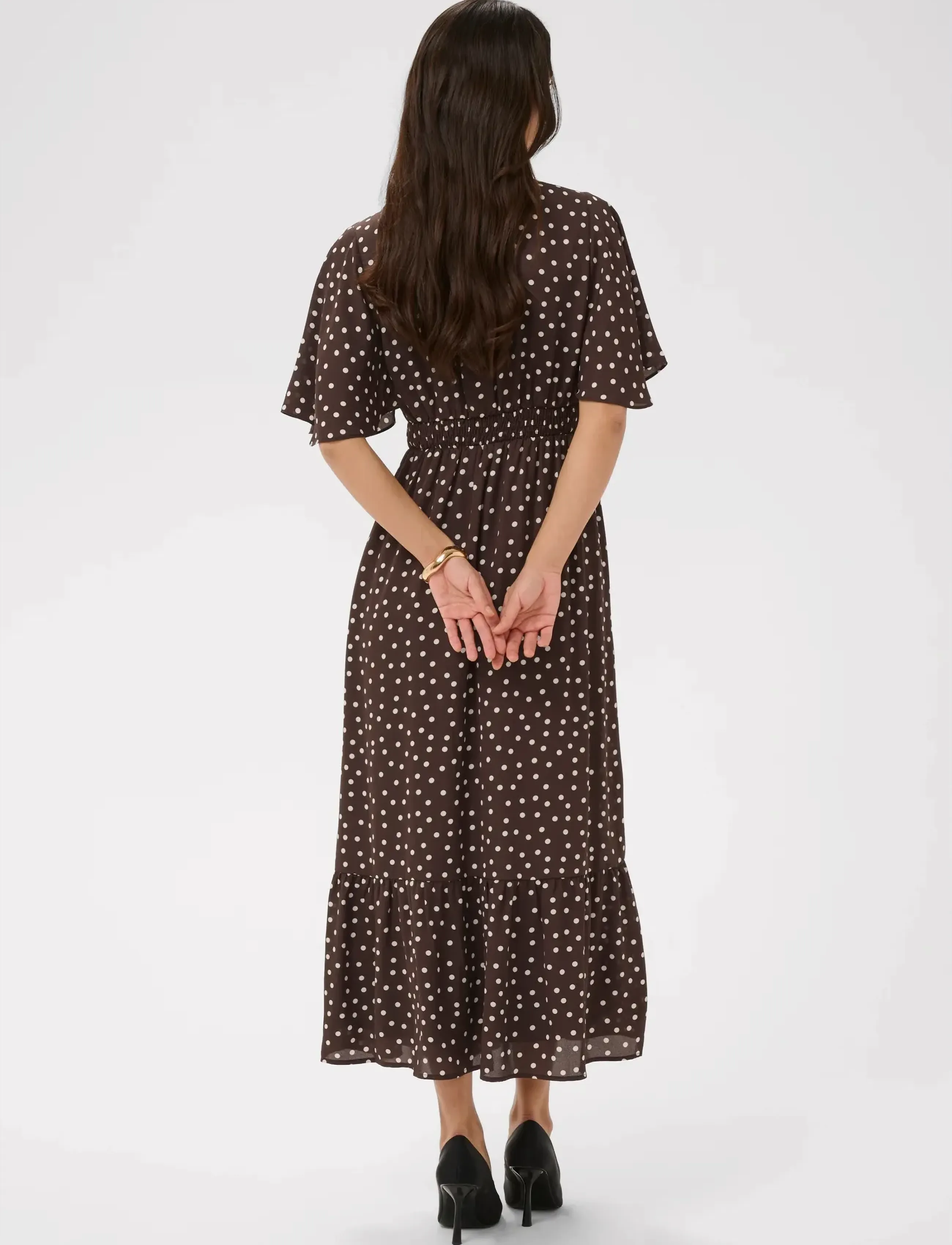 Kaffe - KAlorinda SS Dress - evening dresses - seal brown/turtledove dot - 3