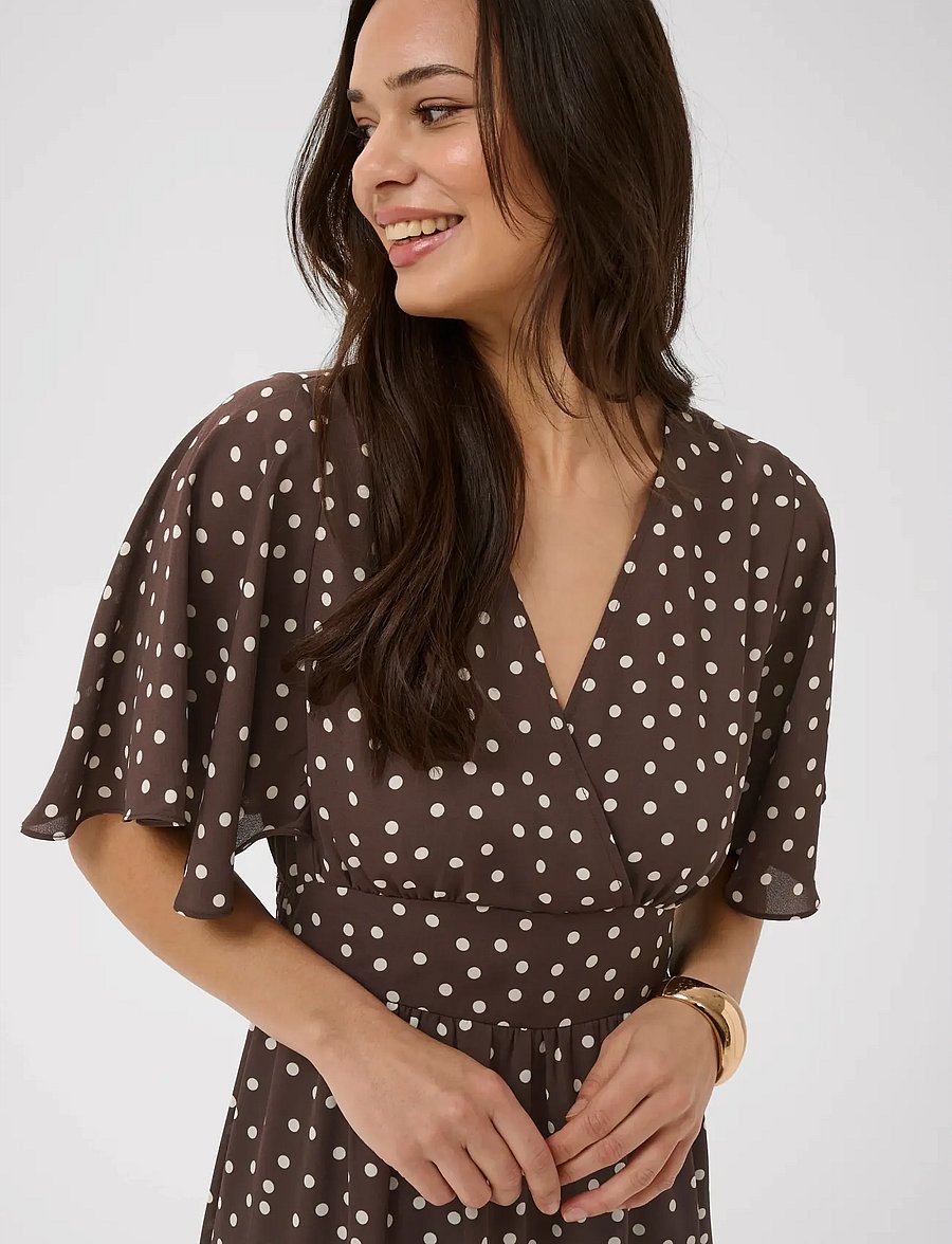 Kaffe - KAlorinda SS Dress - abendkleider - seal brown/turtledove dot - 4
