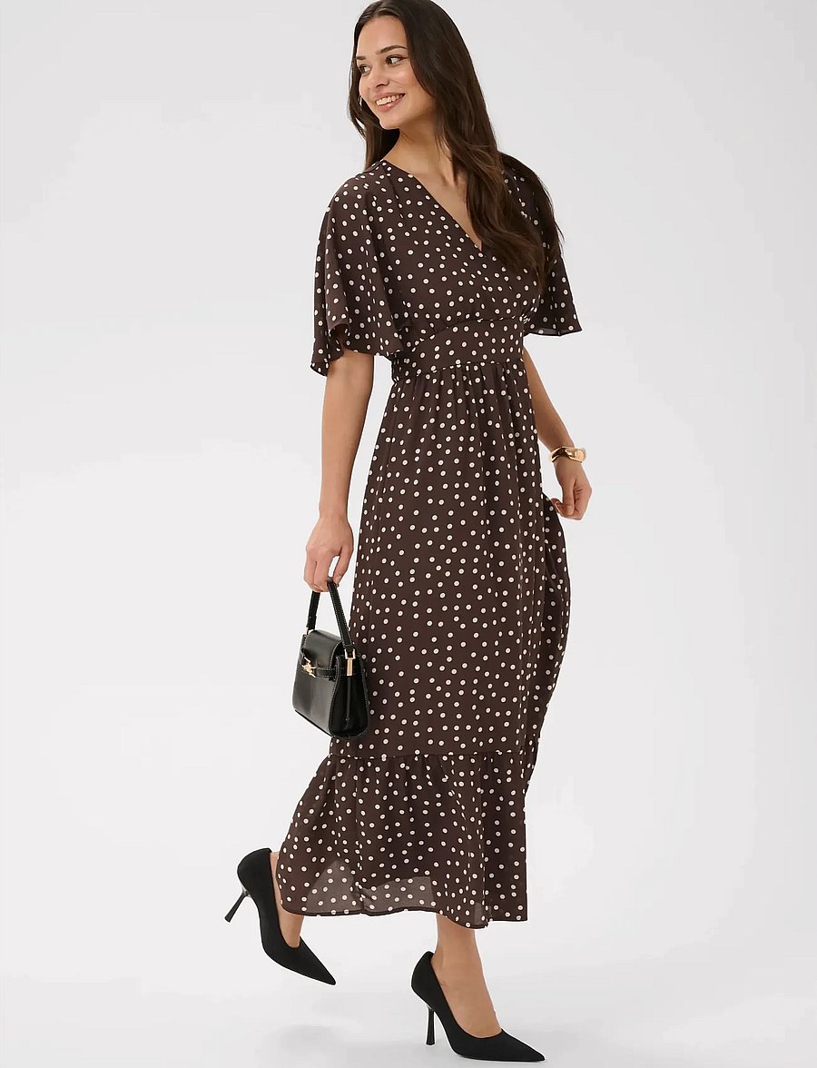 Kaffe - KAlorinda SS Dress - abendkleider - seal brown/turtledove dot - 5