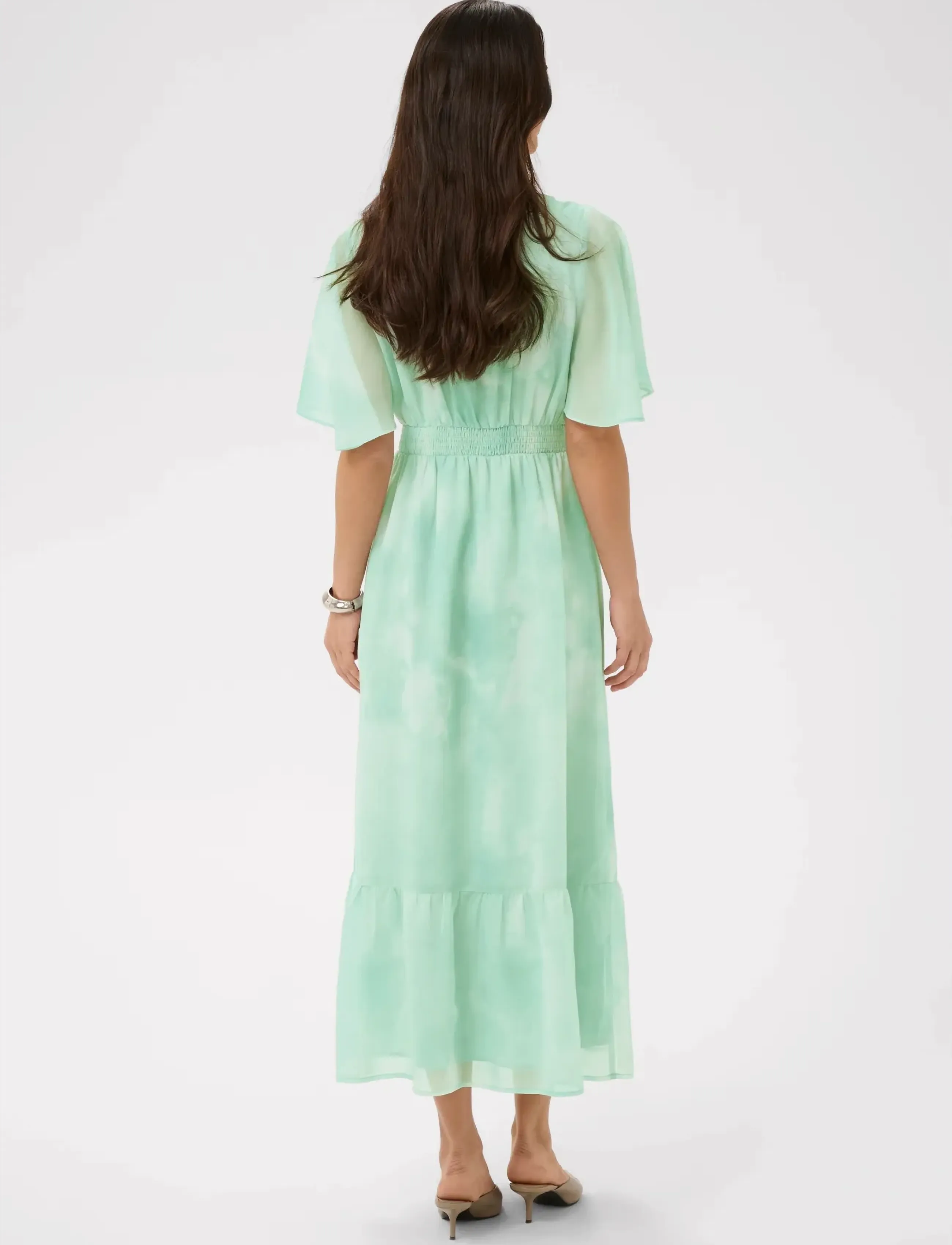 Kaffe - KAlorinda SS Dress - evening dresses - green watercolor print - 3