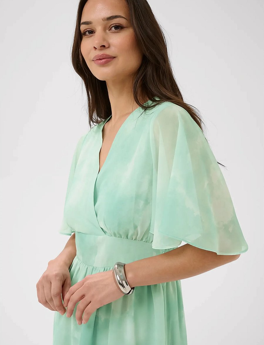 Kaffe - KAlorinda SS Dress - abendkleider - green watercolor print - 4