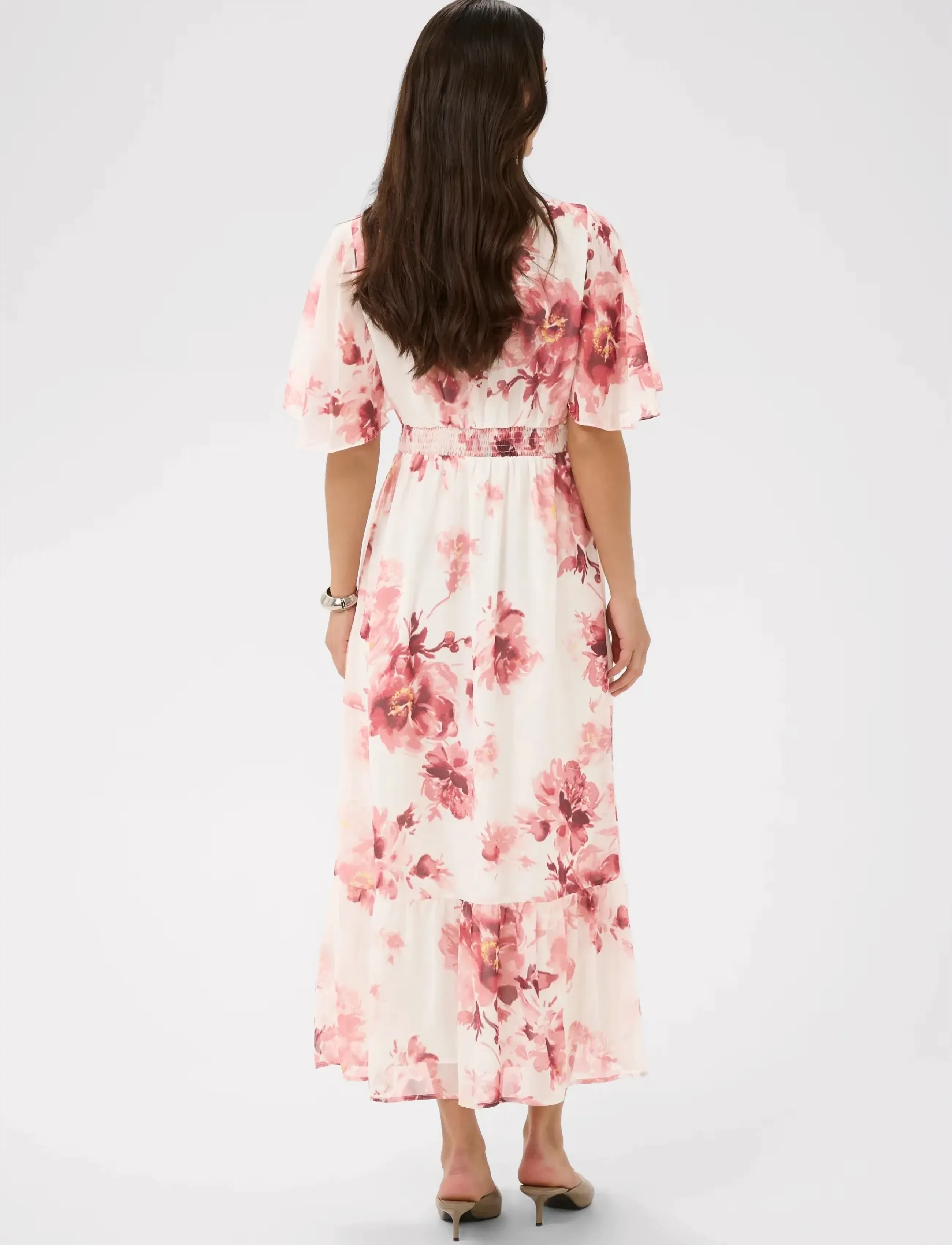 Kaffe - KAlorinda SS Dress - evening dresses - large pink flower print - 3