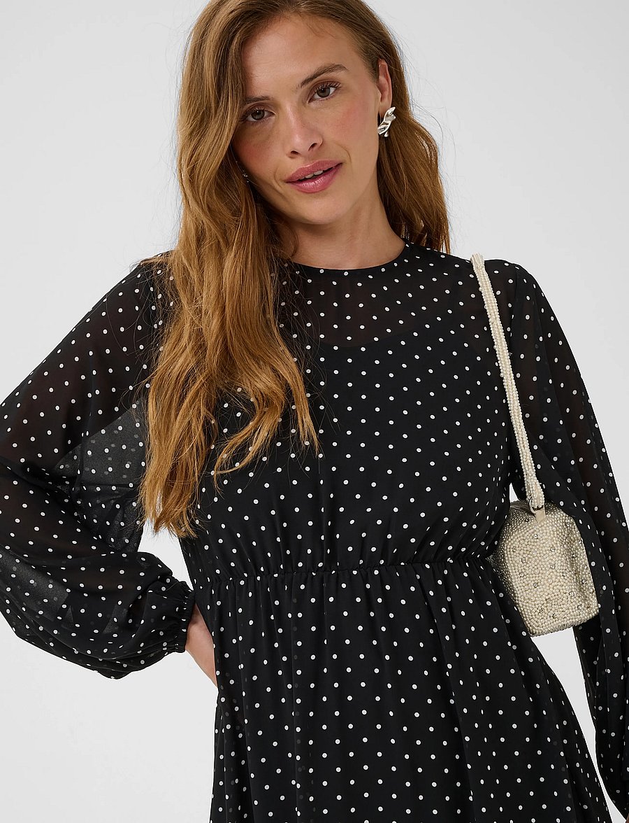 Kaffe - KAmindy Dress - midi kjoler - black w. white dot - 4