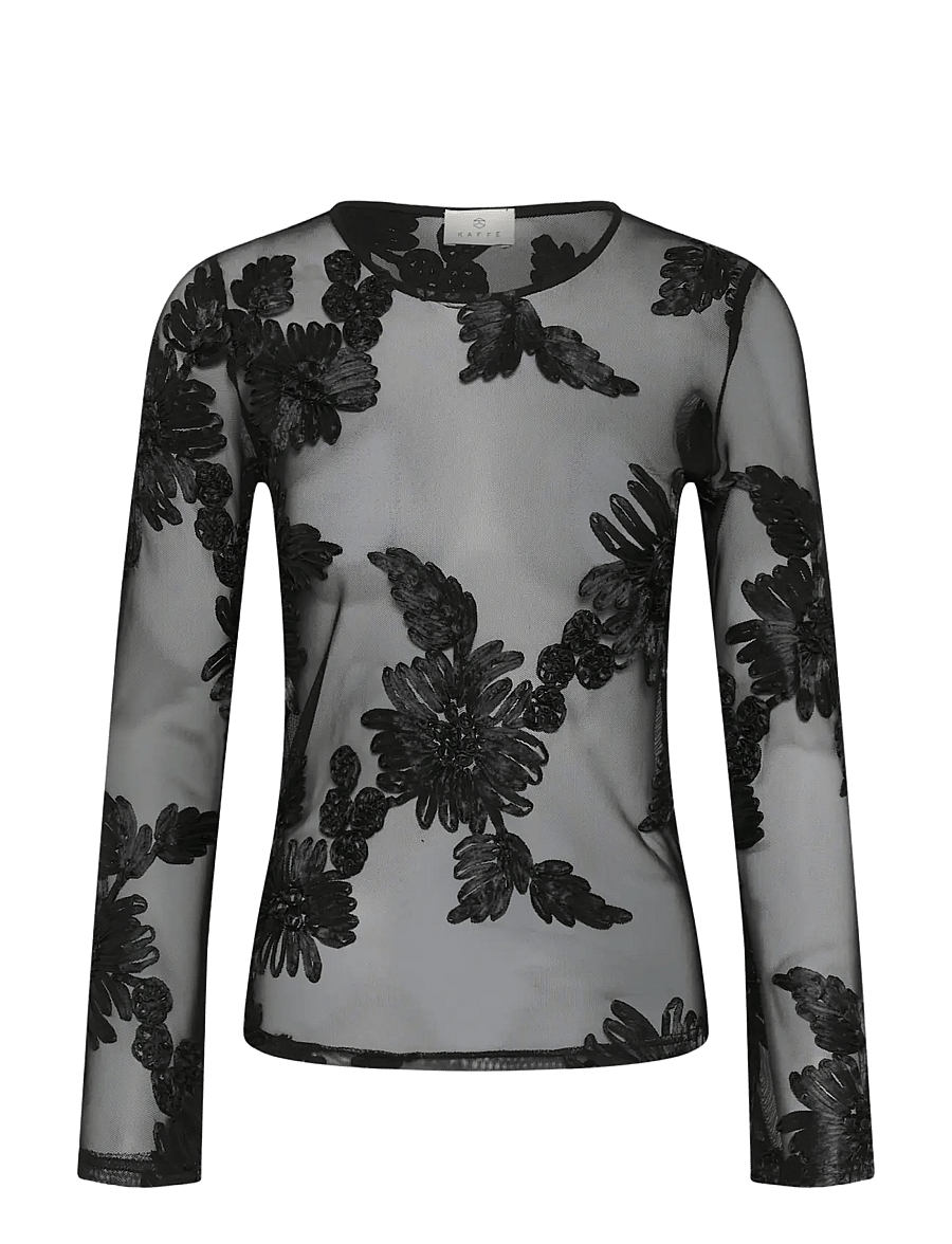 Kaffe - KAjulianne T-Shirt - långärmade blusar - black deep - 0