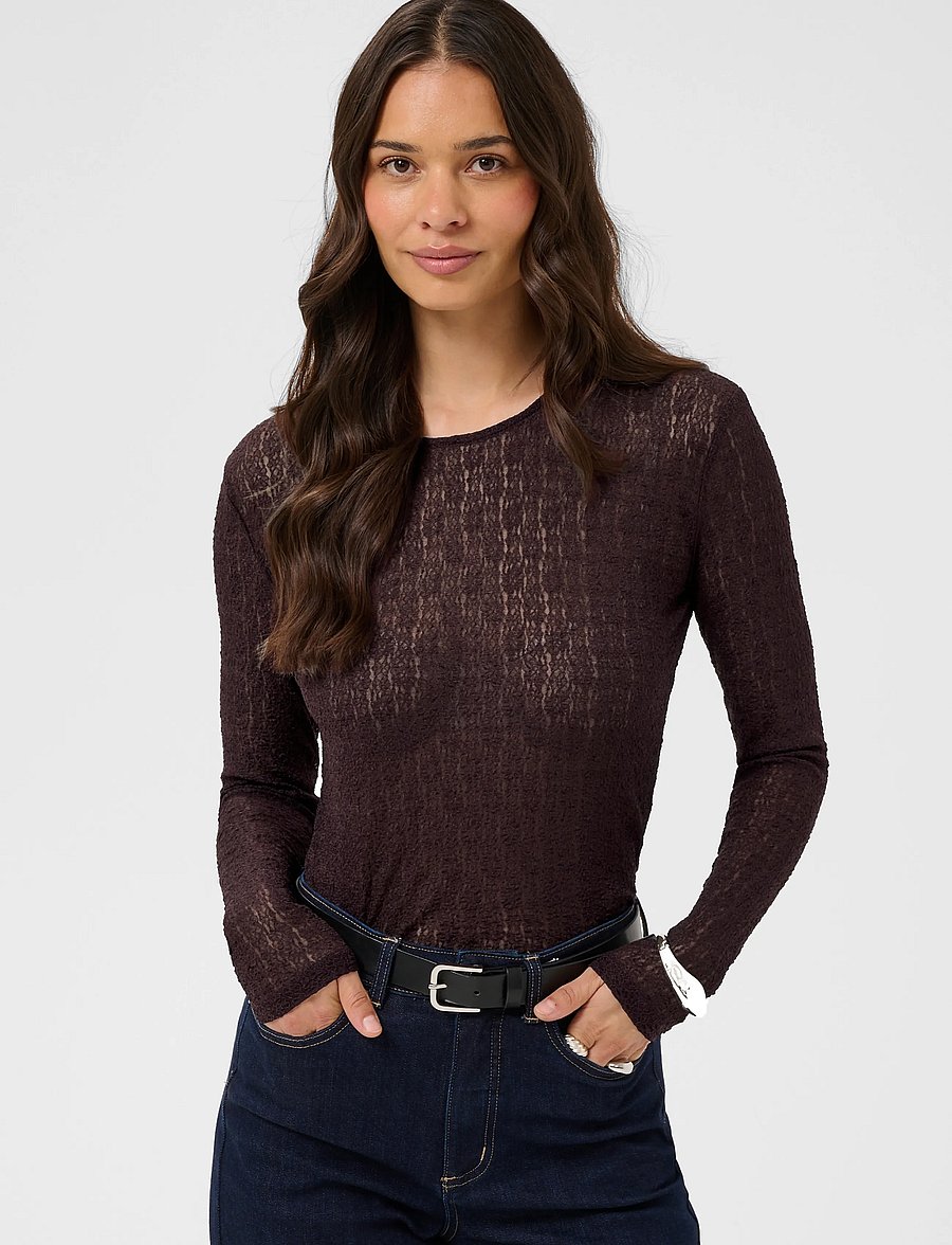 Kaffe - KAallison T-Shirt - langärmlige tops - fudge - 2