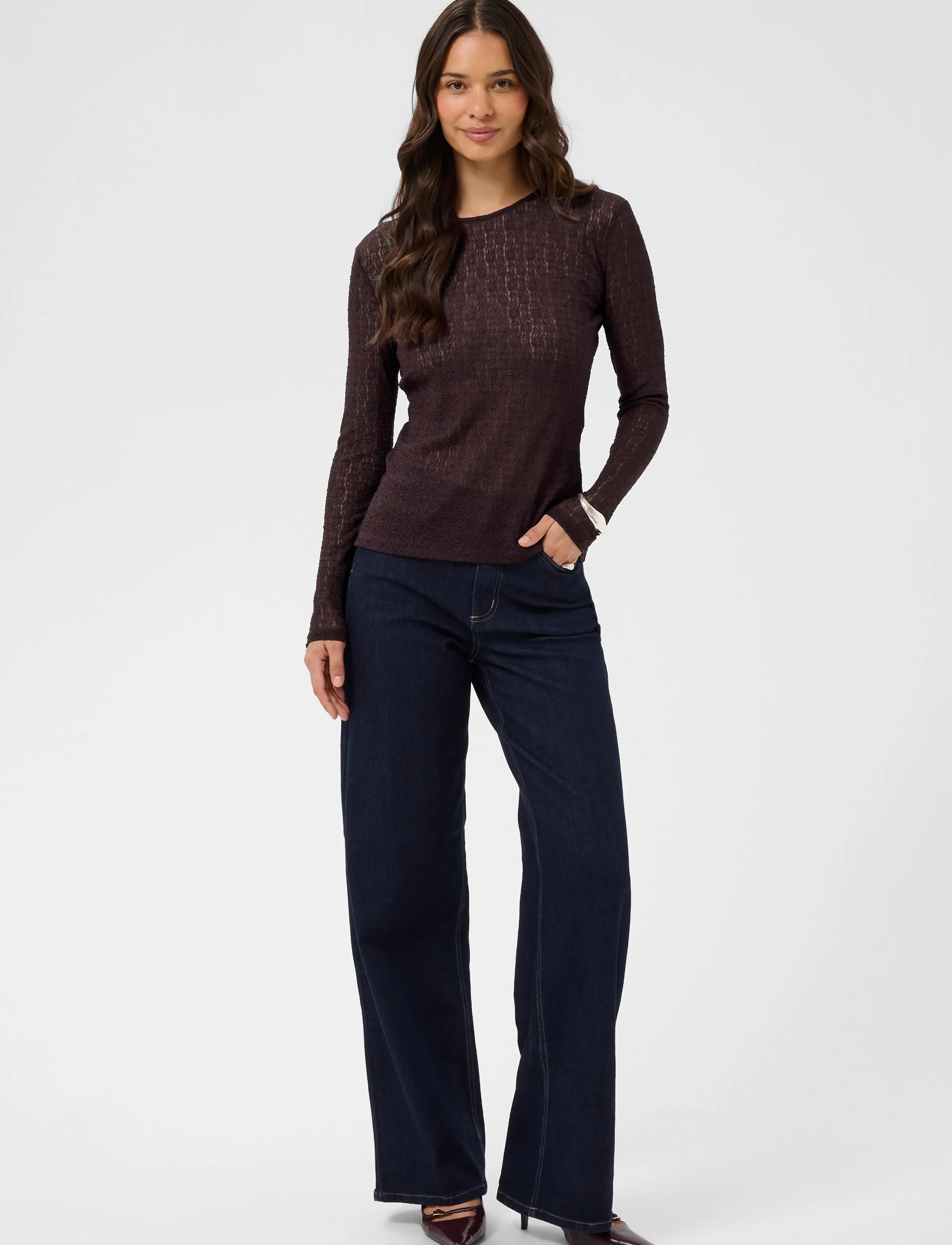 Kaffe - KAallison T-Shirt - langärmlige tops - fudge - 3