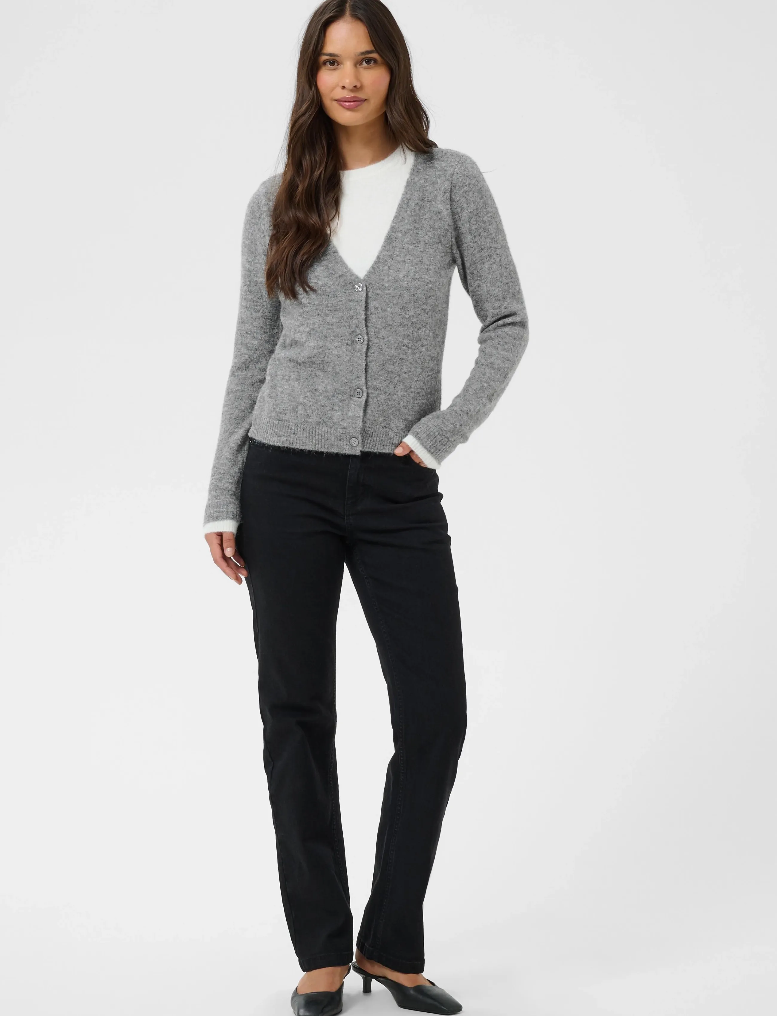 Kaffe - KAkirini Pullover - cardigans - grey melange - 3