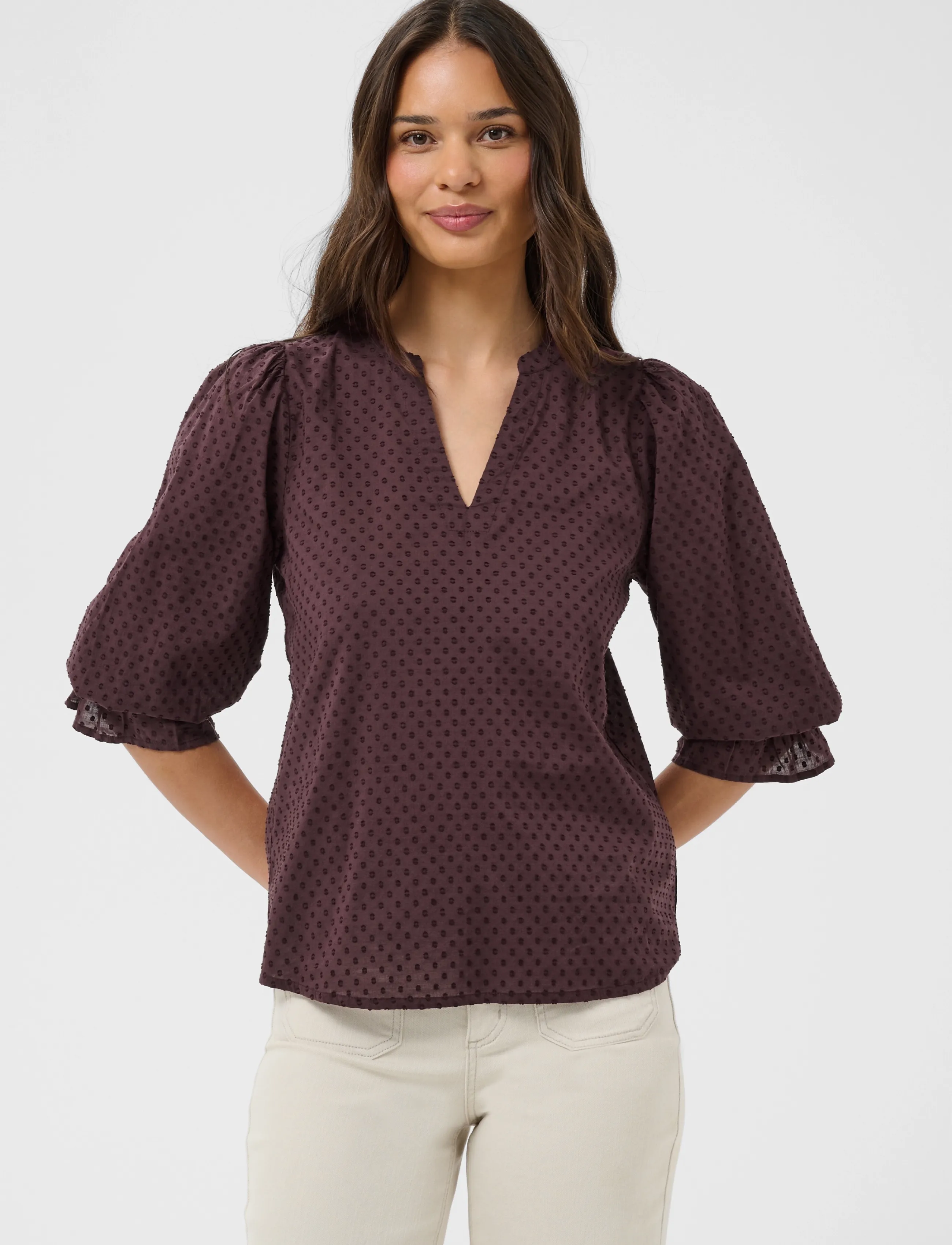 Kaffe - KAjordis Blouse - langärmelige blusen - fudge - 2