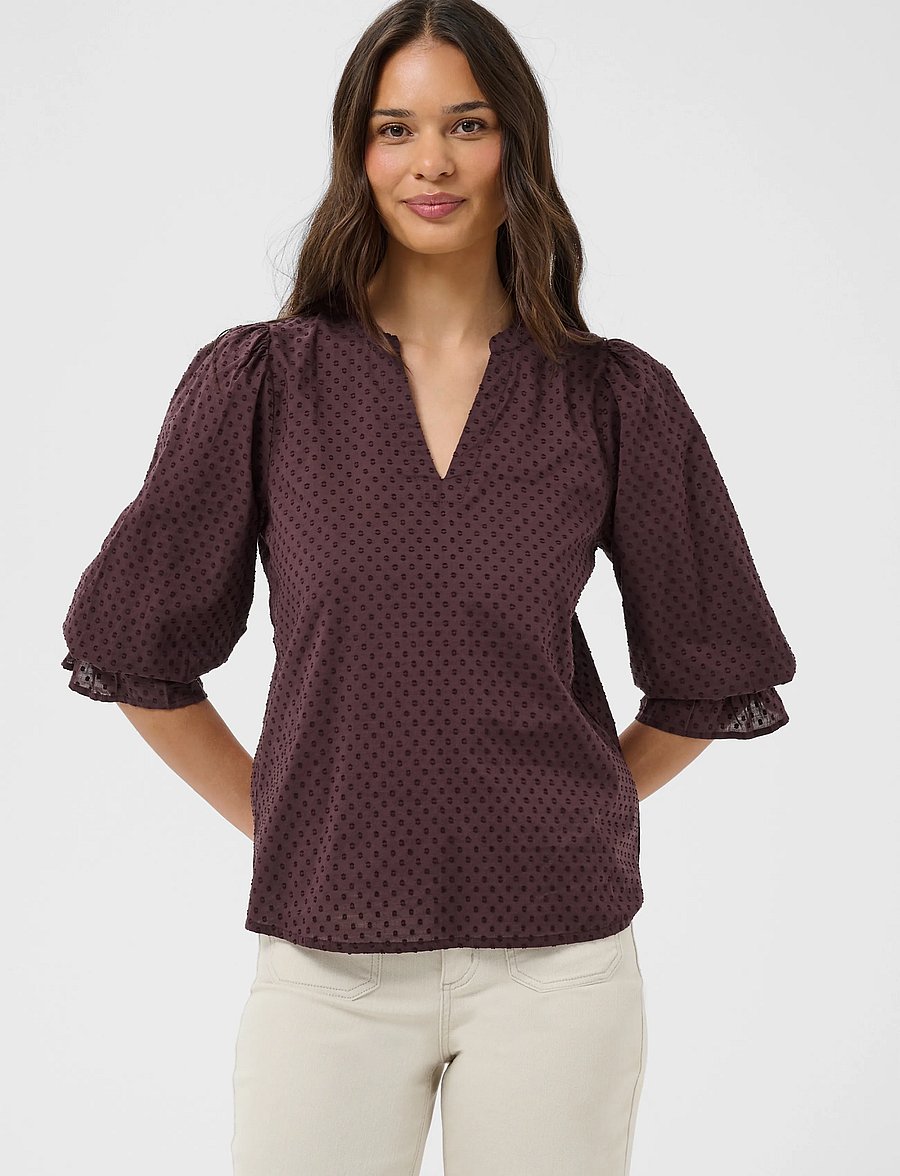 Kaffe - KAjordis Blouse - langärmelige blusen - fudge - 2