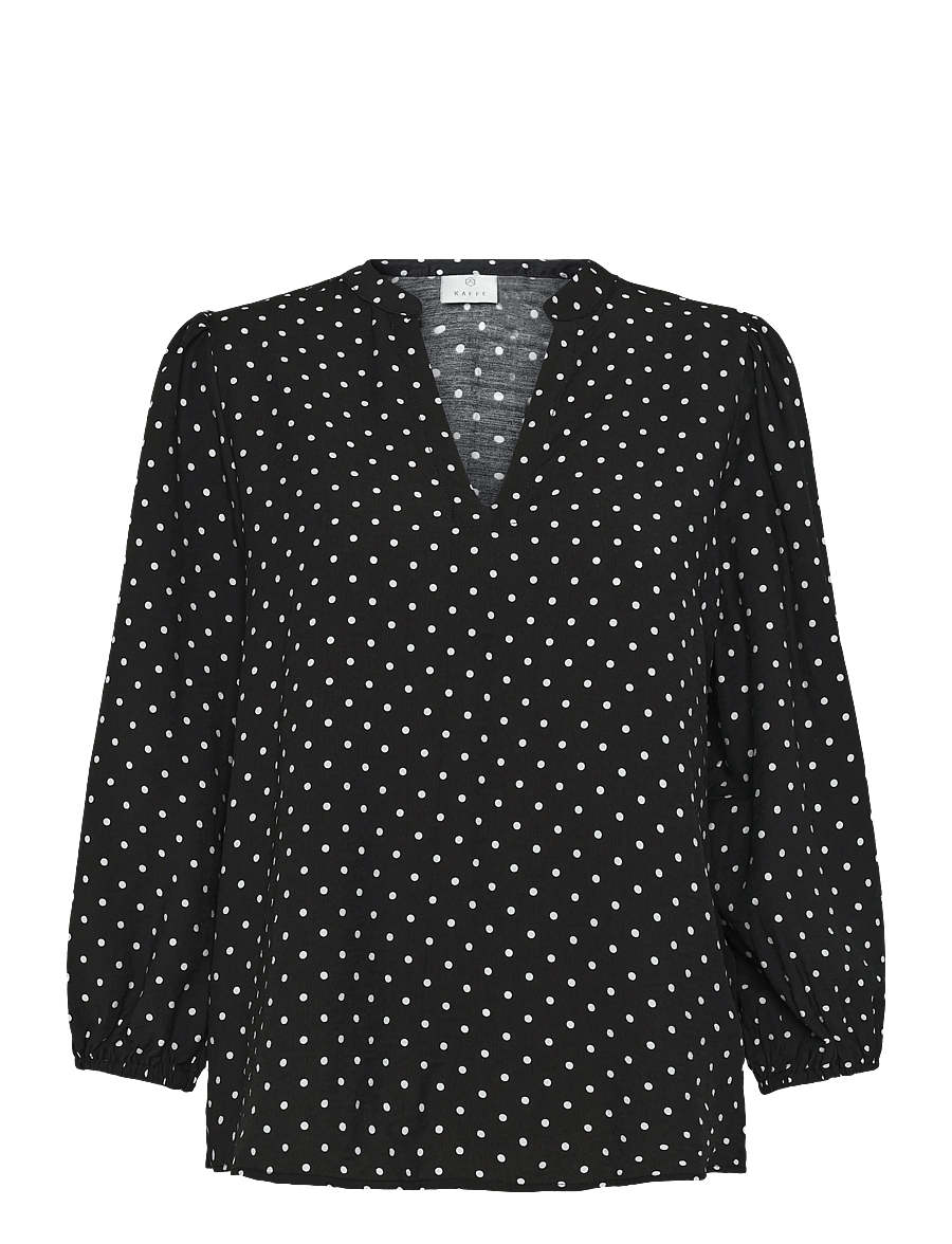 Kaffe - KAsirena Blouse - langärmelige blusen - black w. white dot - 0