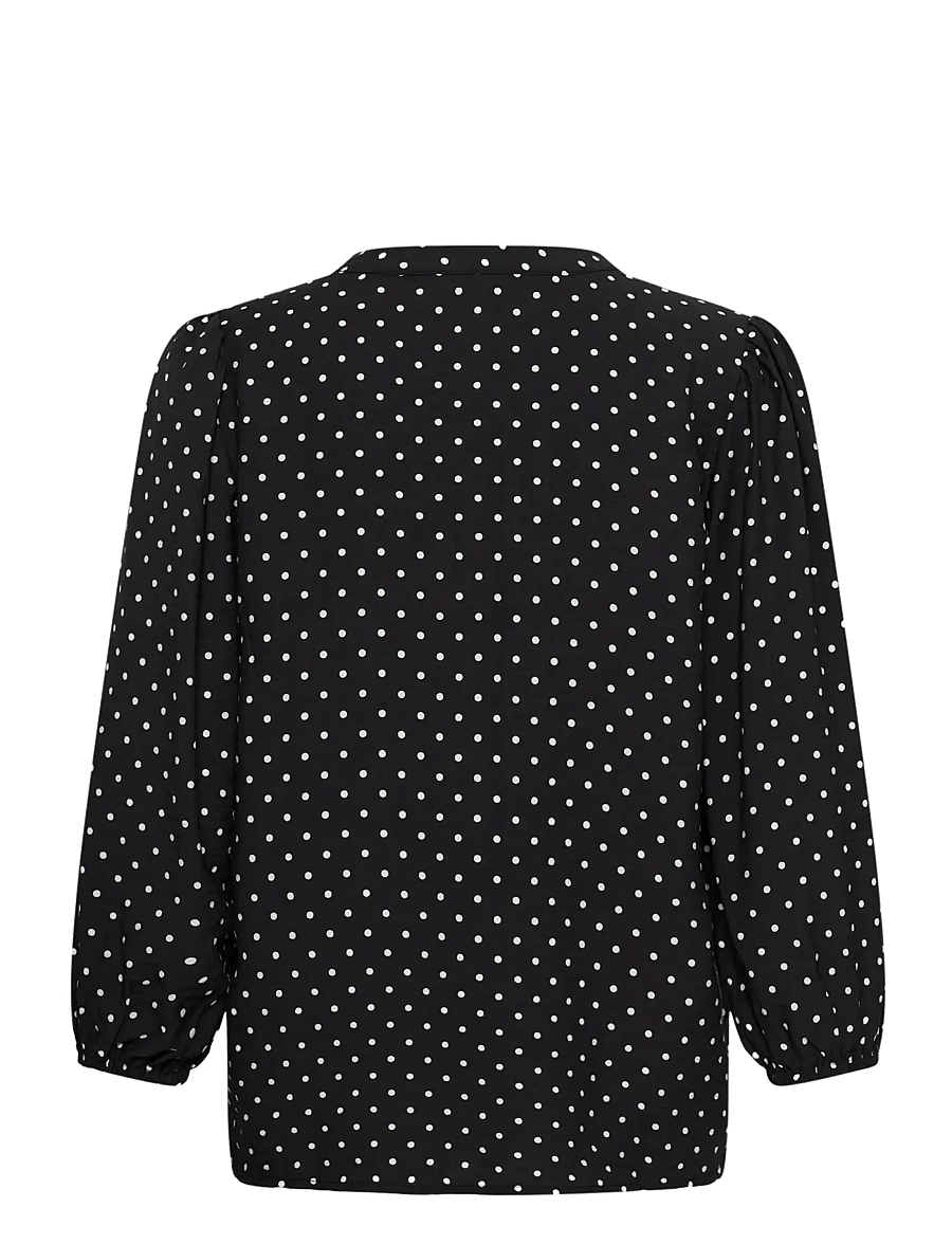 Kaffe - KAsirena Blouse - långärmade blusar - black w. white dot - 1