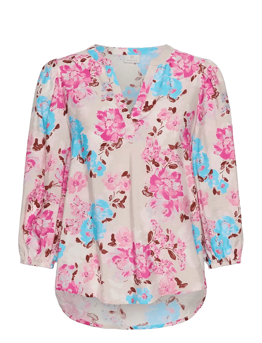 Kaffe - KAhaisley O-neck Blouse - langärmelige blusen - multi color flower - 1