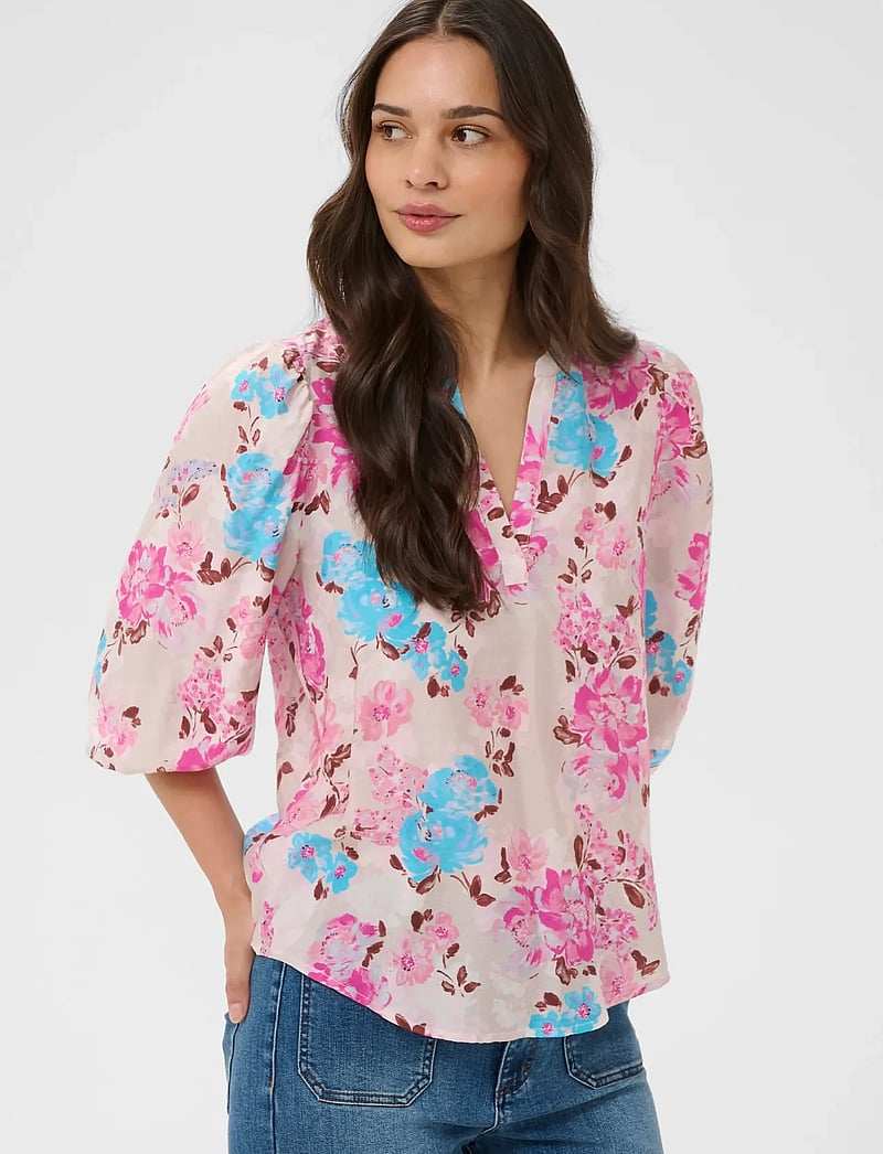 Kaffe - KAhaisley O-neck Blouse - langärmlige blusen - multi color flower - 0