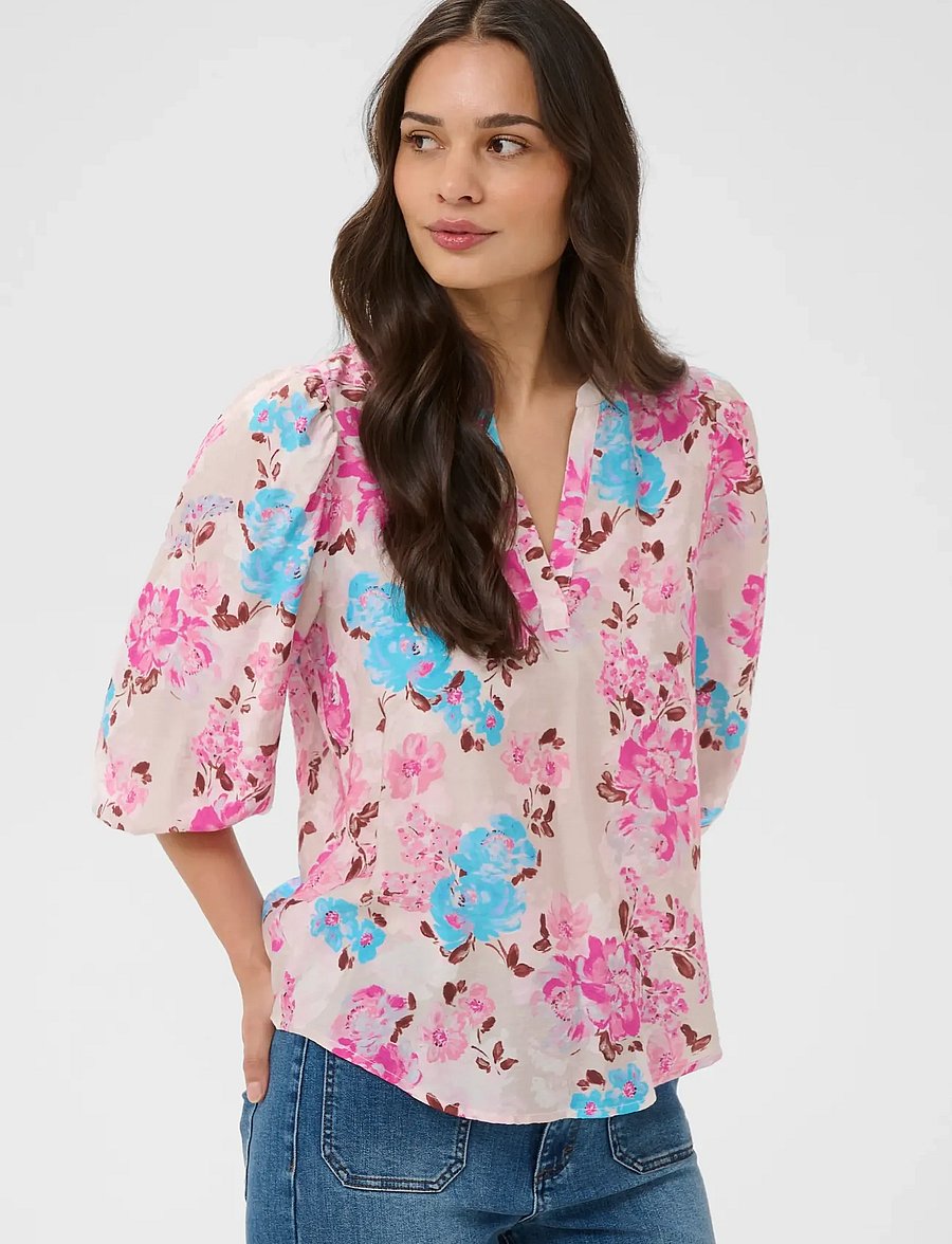 Kaffe - KAhaisley O-neck Blouse - langärmelige blusen - multi color flower - 0