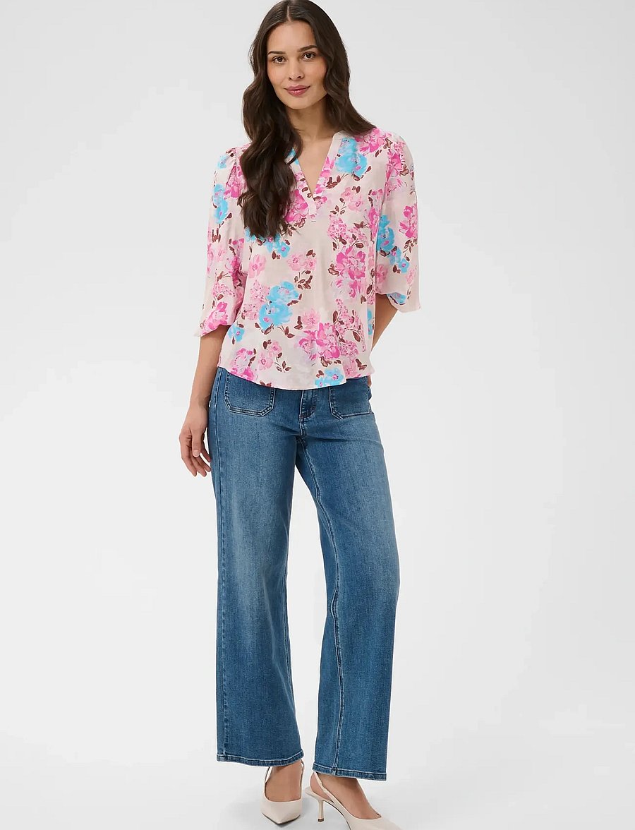 Kaffe - KAhaisley O-neck Blouse - langärmelige blusen - multi color flower - 3