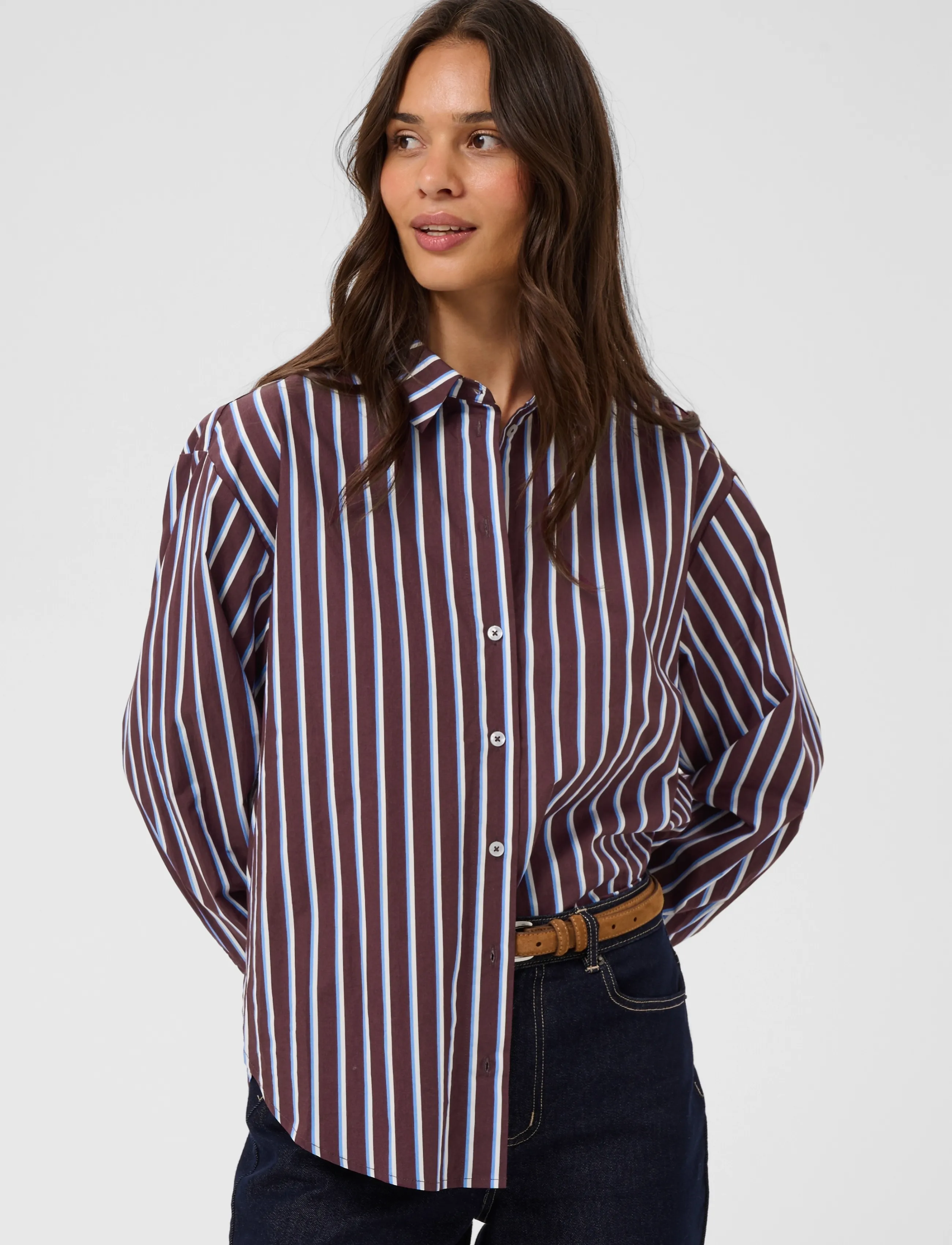 Kaffe - KAgavina Shirt - langärmlige hemden - fudge/chalk/provance - 2