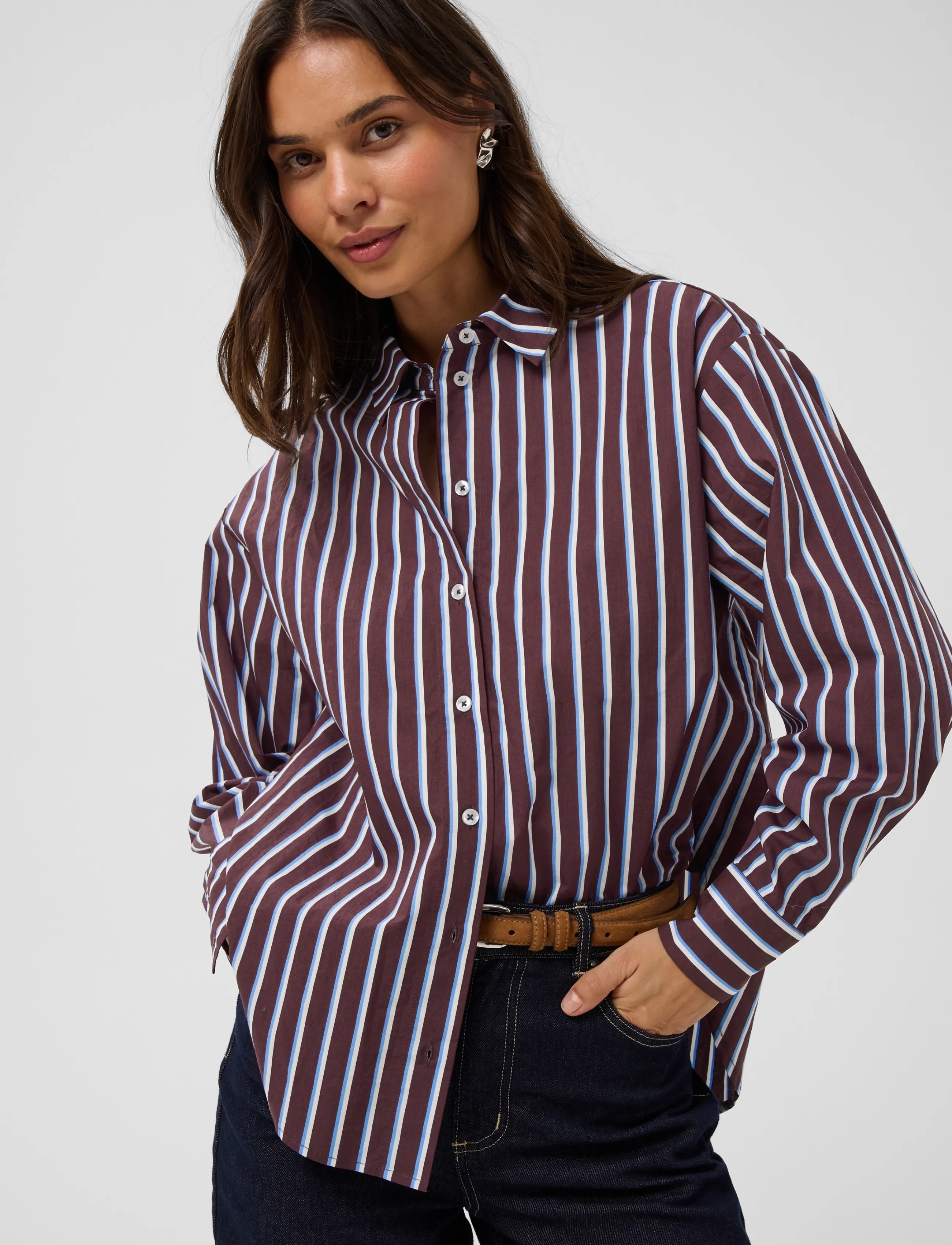 Kaffe - KAgavina Shirt - langärmlige hemden - fudge/chalk/provance - 5