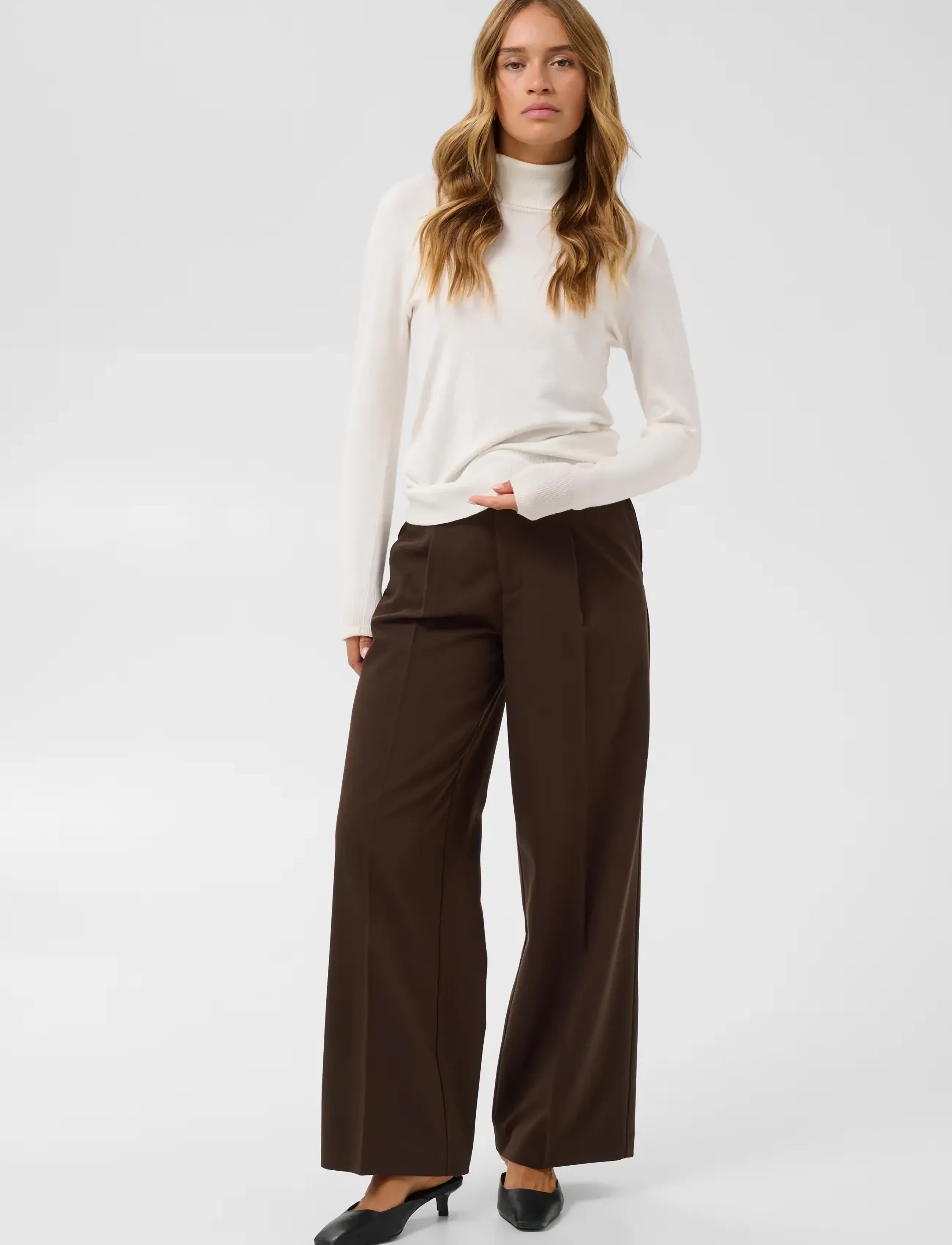 Kaffe KASAKURA WIDE PANT - Everyday Style - COFFEE BEAN / brown