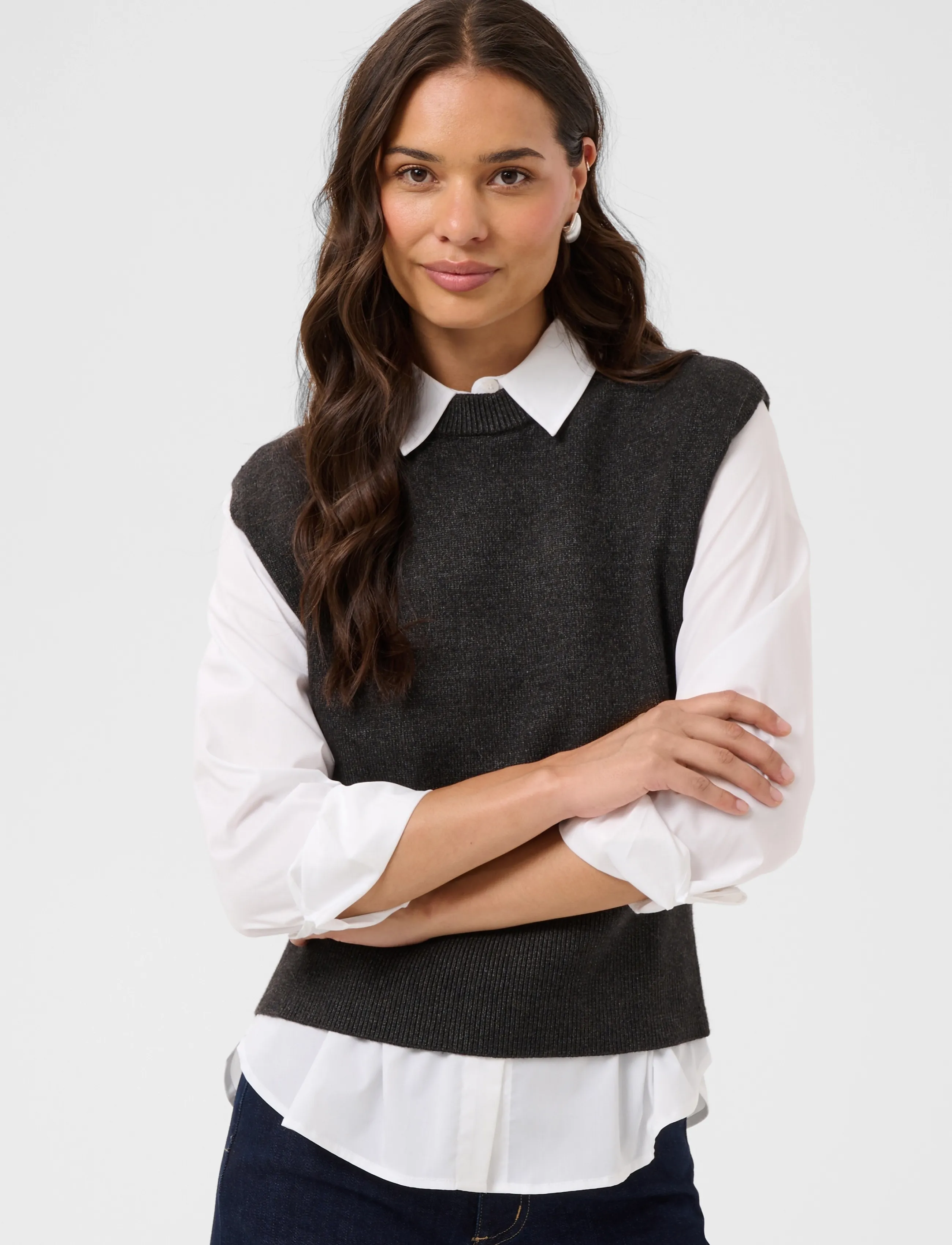 Kaffe - KAbarbara Knit Vest - strickwesten - dark grey melange - 2