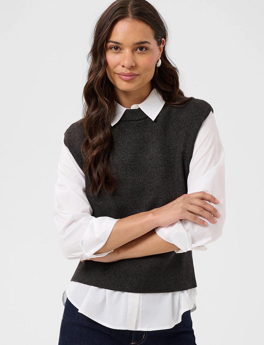 Kaffe - KAbarbara Knit Vest - strickwesten - dark grey melange - 2