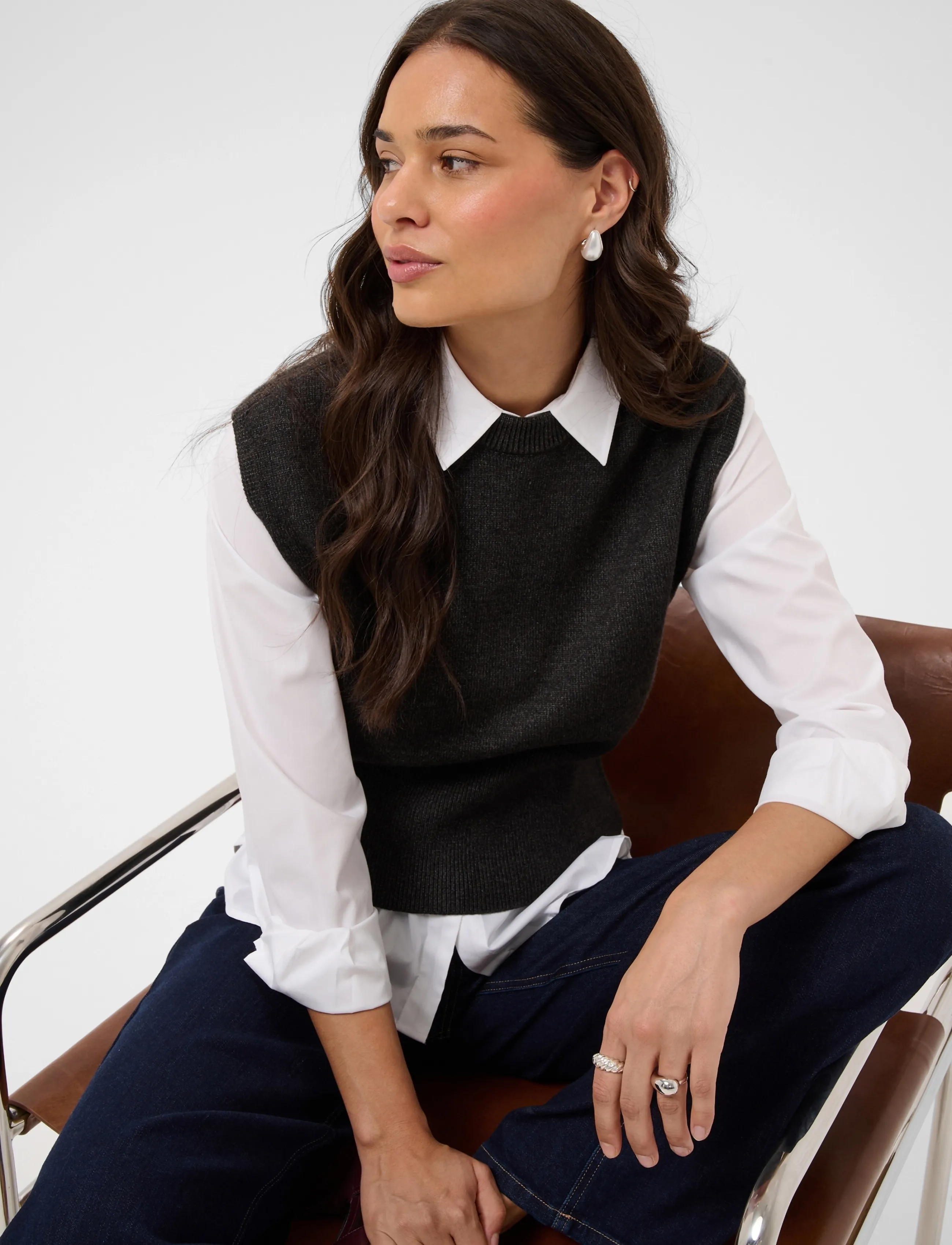 Kaffe - KAbarbara Knit Vest - strickwesten - dark grey melange - 5