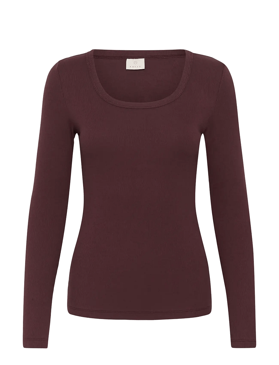 Kaffe - KAcarna LS T-Shirt - pikkade varrukatega topid - fudge - 0