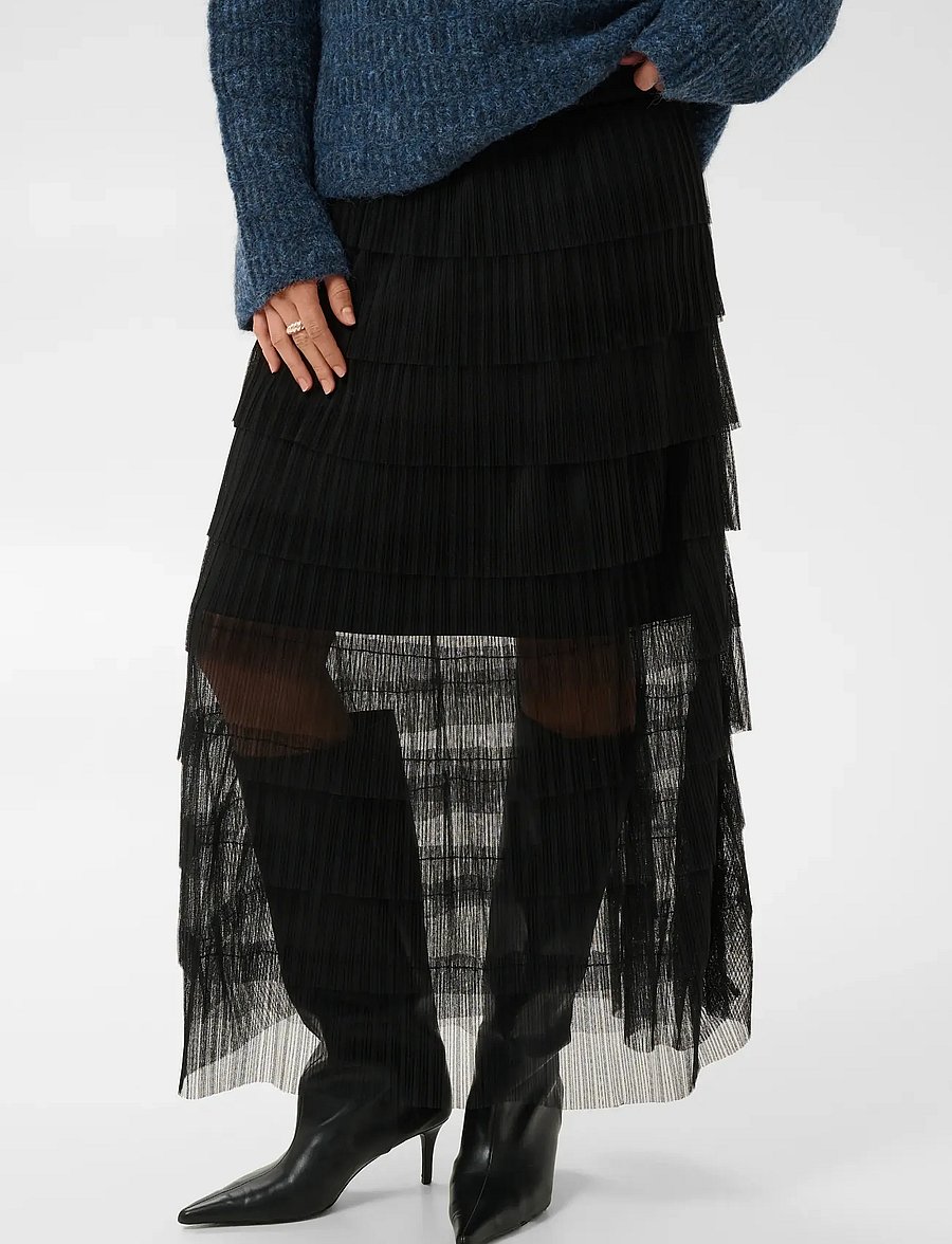 Kaffe - KAcille layered skirt - midi skirts - black deep - 2