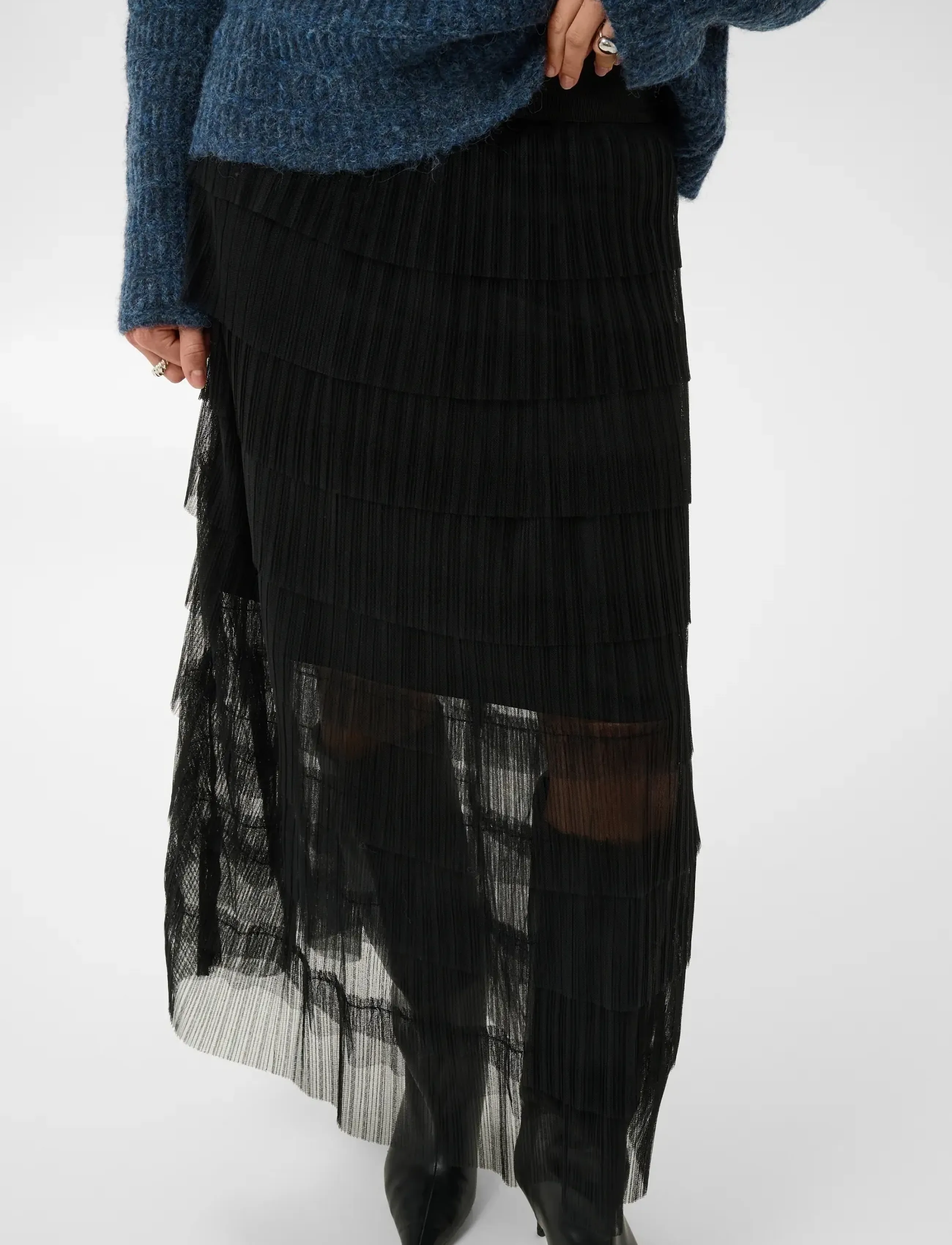 Kaffe - KAcille layered skirt - midi skirts - black deep - 5