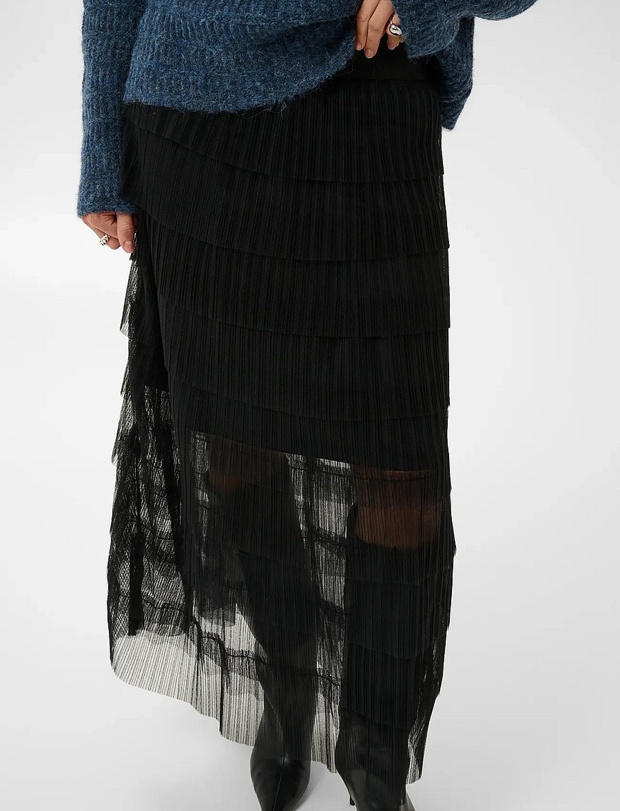 Kaffe - KAcille layered skirt - midi skirts - black deep - 5