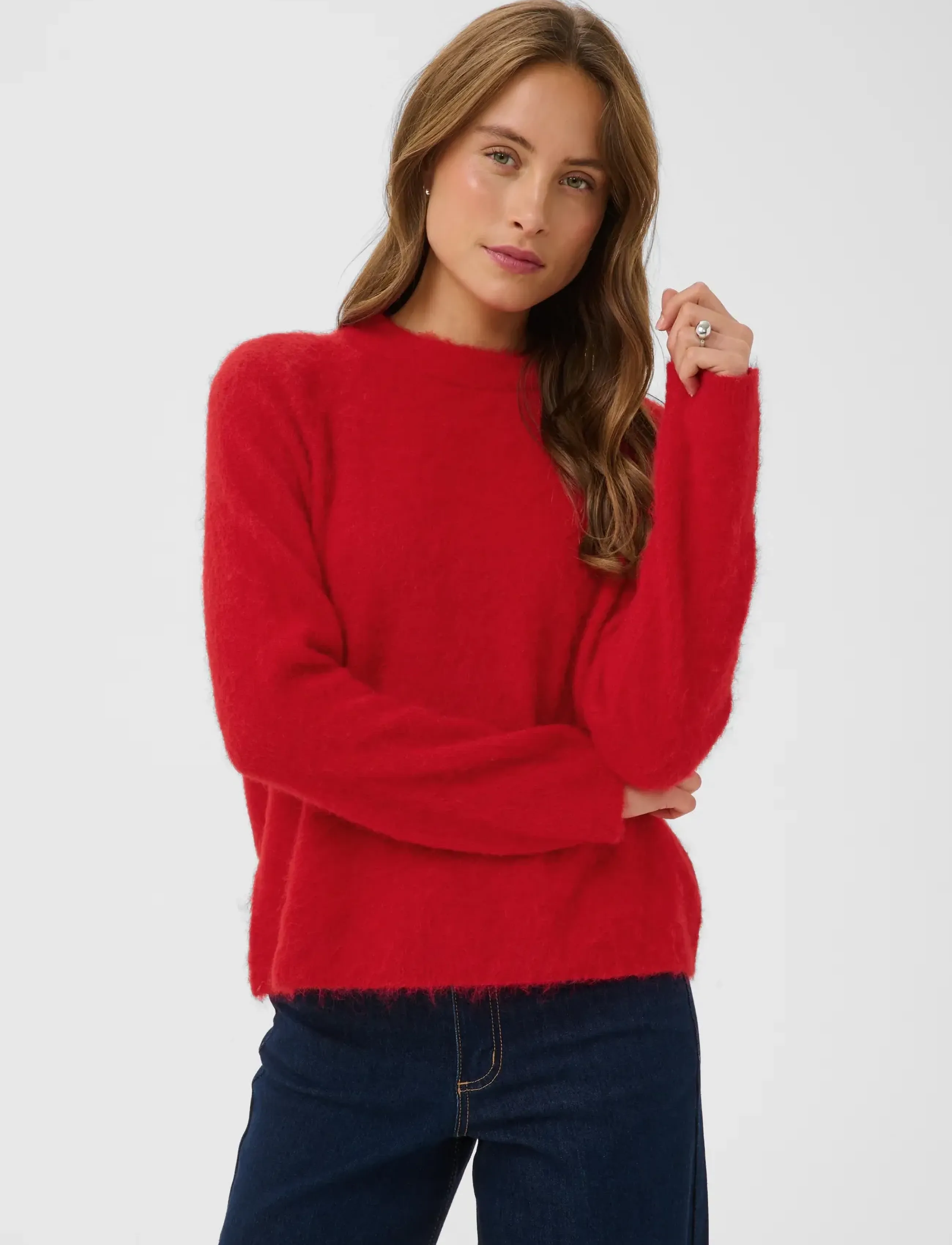 Kaffe - KAjordan Knit Pullover - jumpers - crimson - 2