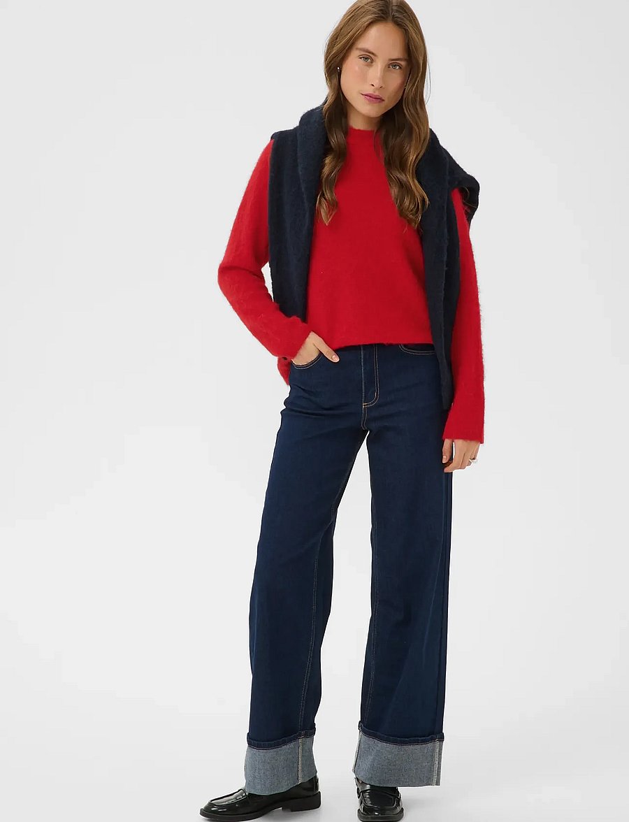 Kaffe - KAjordan Knit Pullover - jumpers - crimson - 3