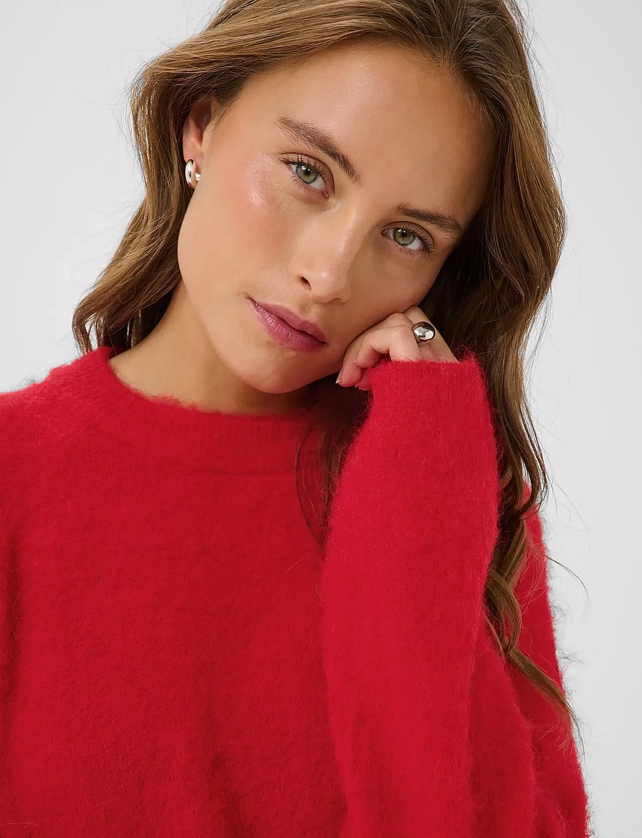Kaffe - KAjordan Knit Pullover - jumpers - crimson - 5