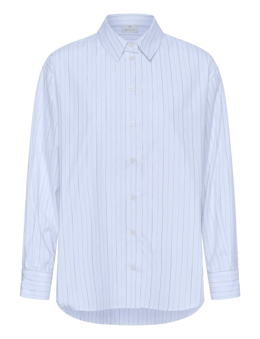 Kaffe - KAellie shirt - long-sleeved shirts - chalk/silver stripe - 0