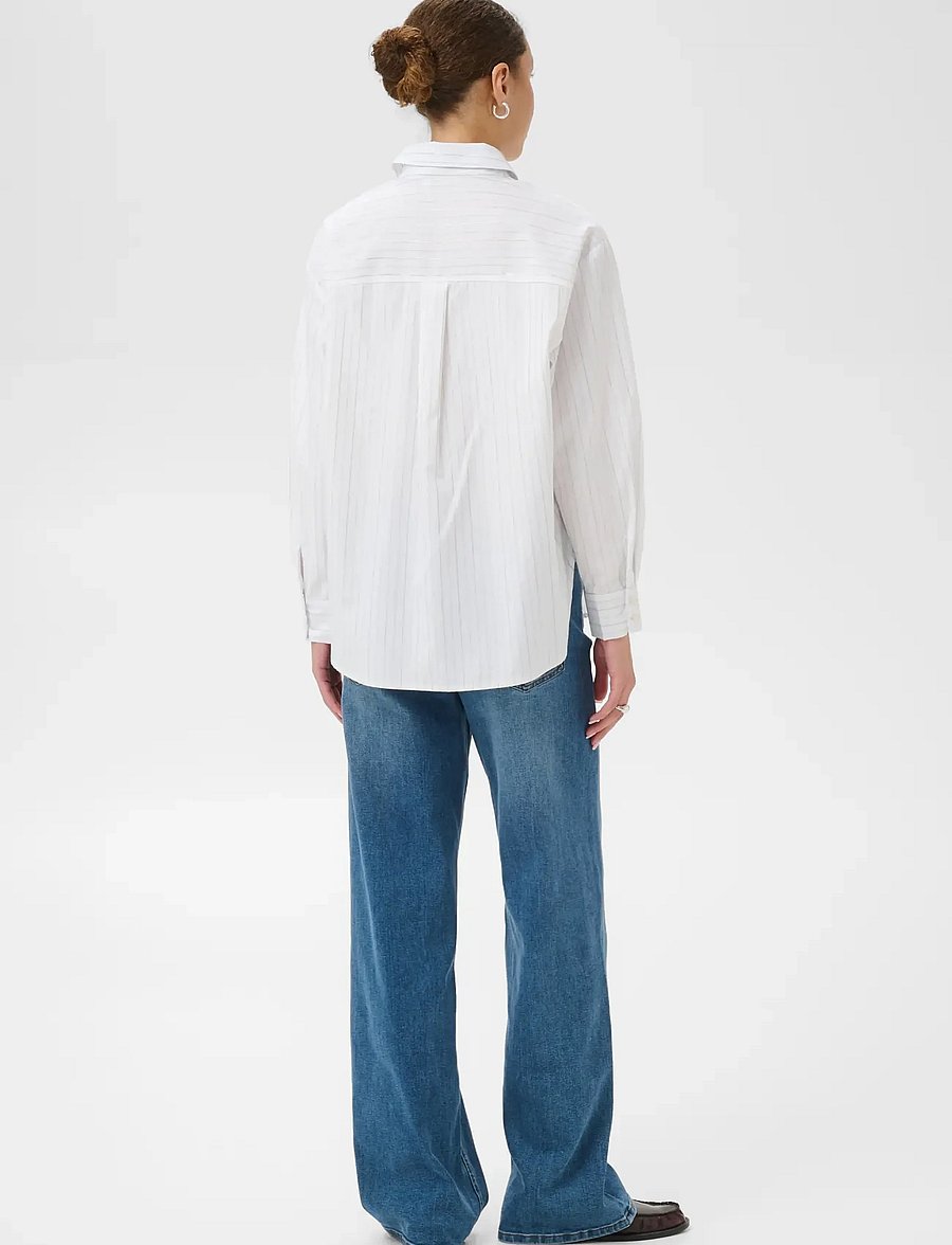Kaffe - KAellie shirt - long-sleeved shirts - chalk/silver stripe - 4