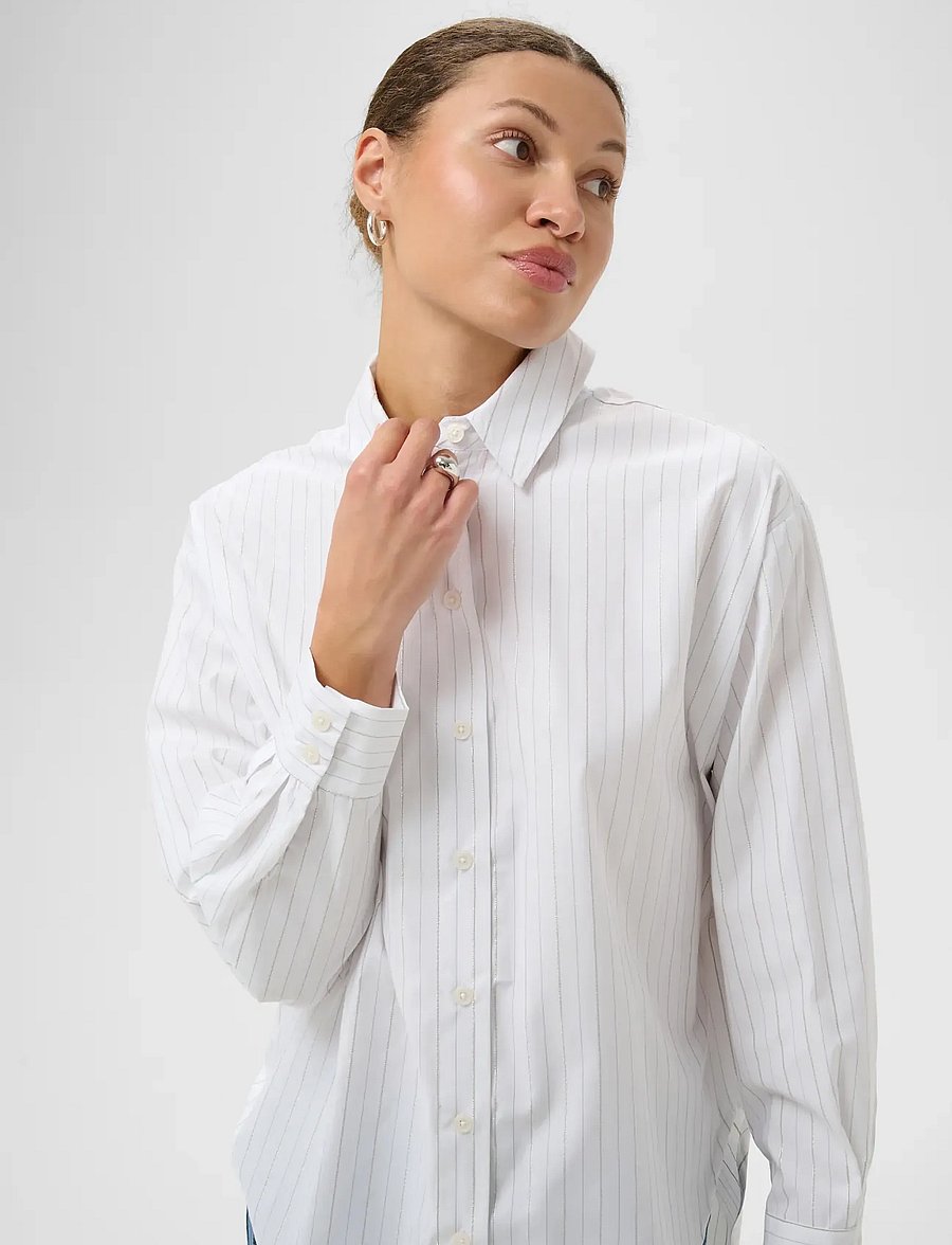 Kaffe - KAellie shirt - long-sleeved shirts - chalk/silver stripe - 5
