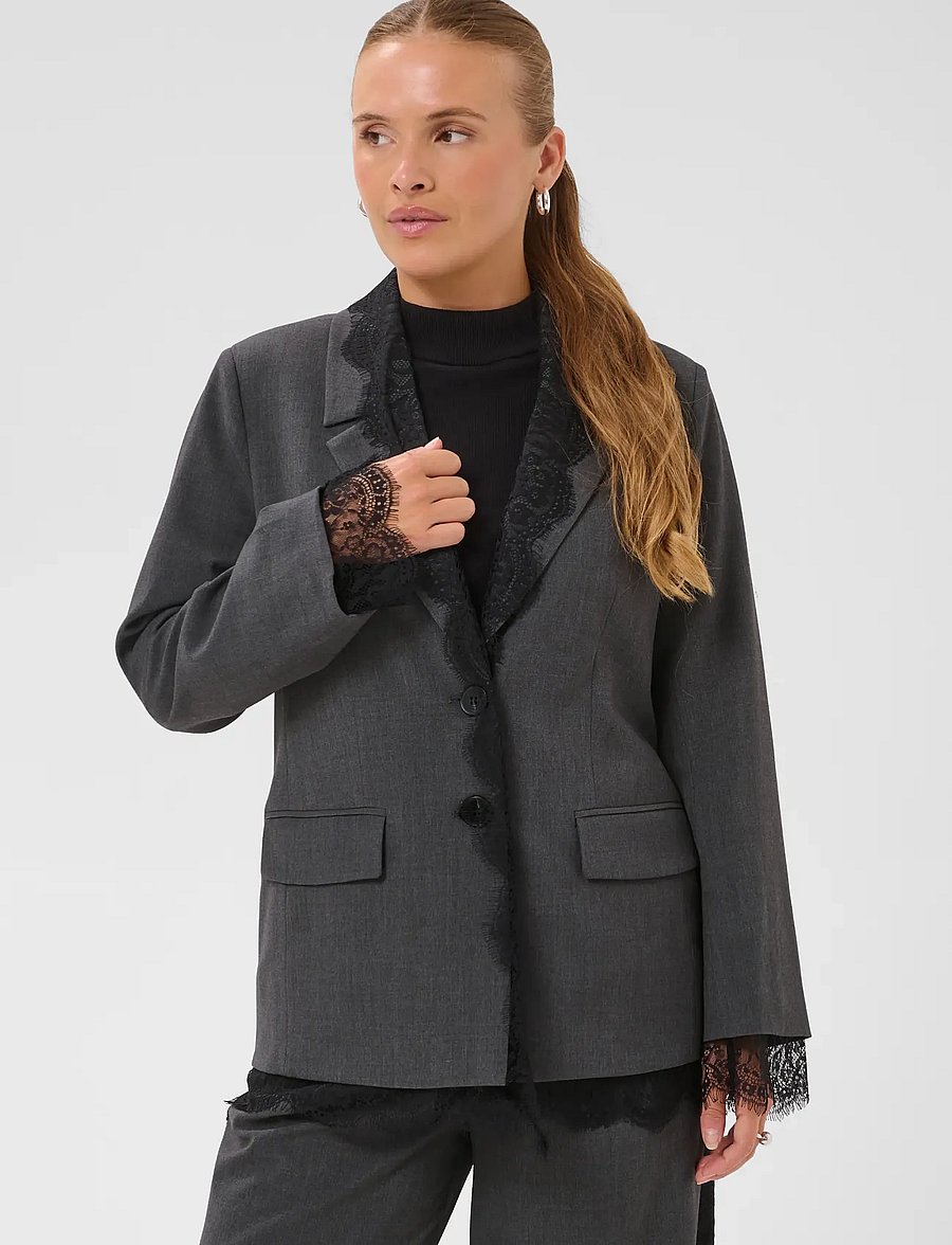Kaffe - KArielle Blazer - single breasted blazers - dark grey melange - 2