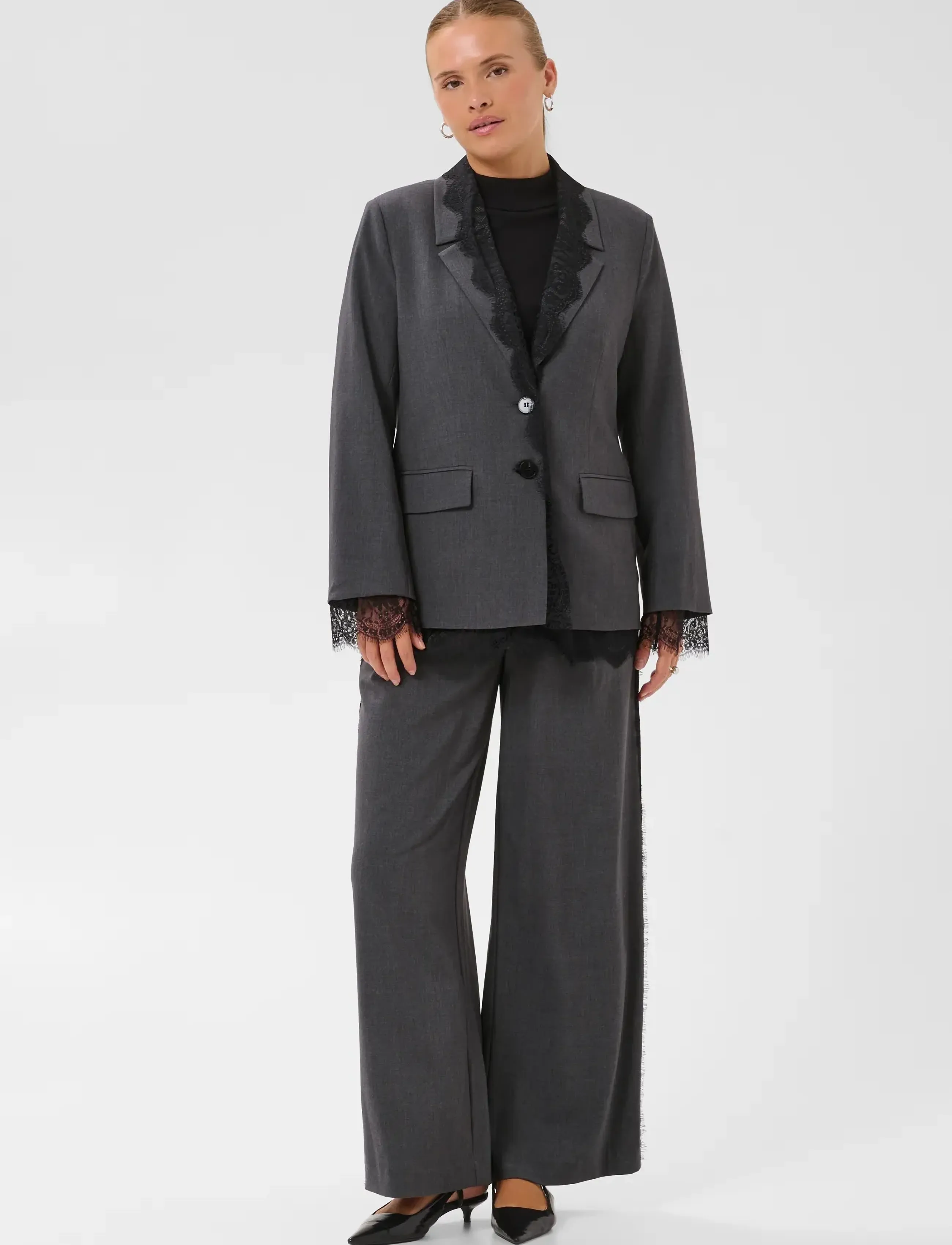 Kaffe - KArielle Blazer - single breasted blazers - dark grey melange - 5