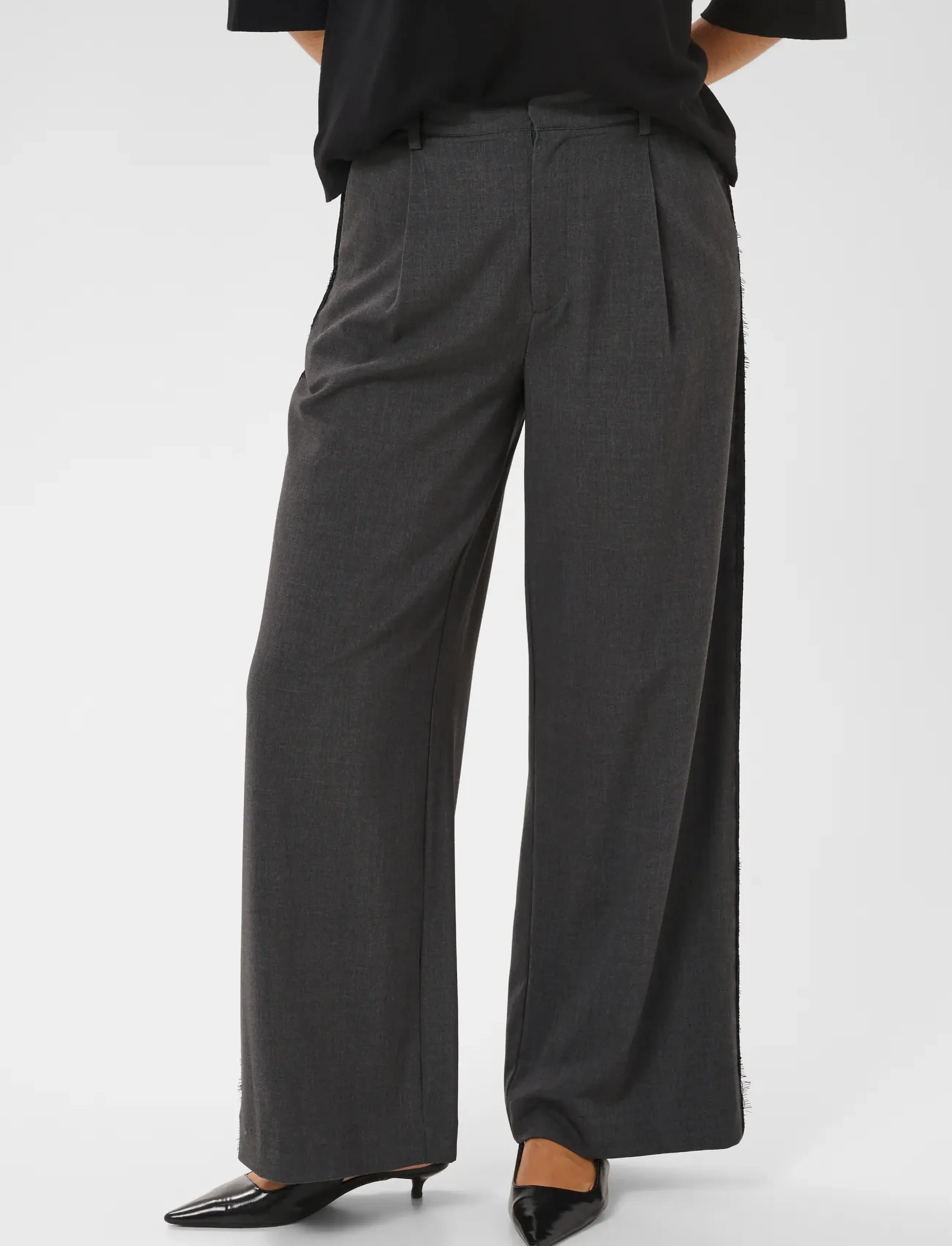 Kaffe - KArielle Wide Pants - dark grey melange - 2