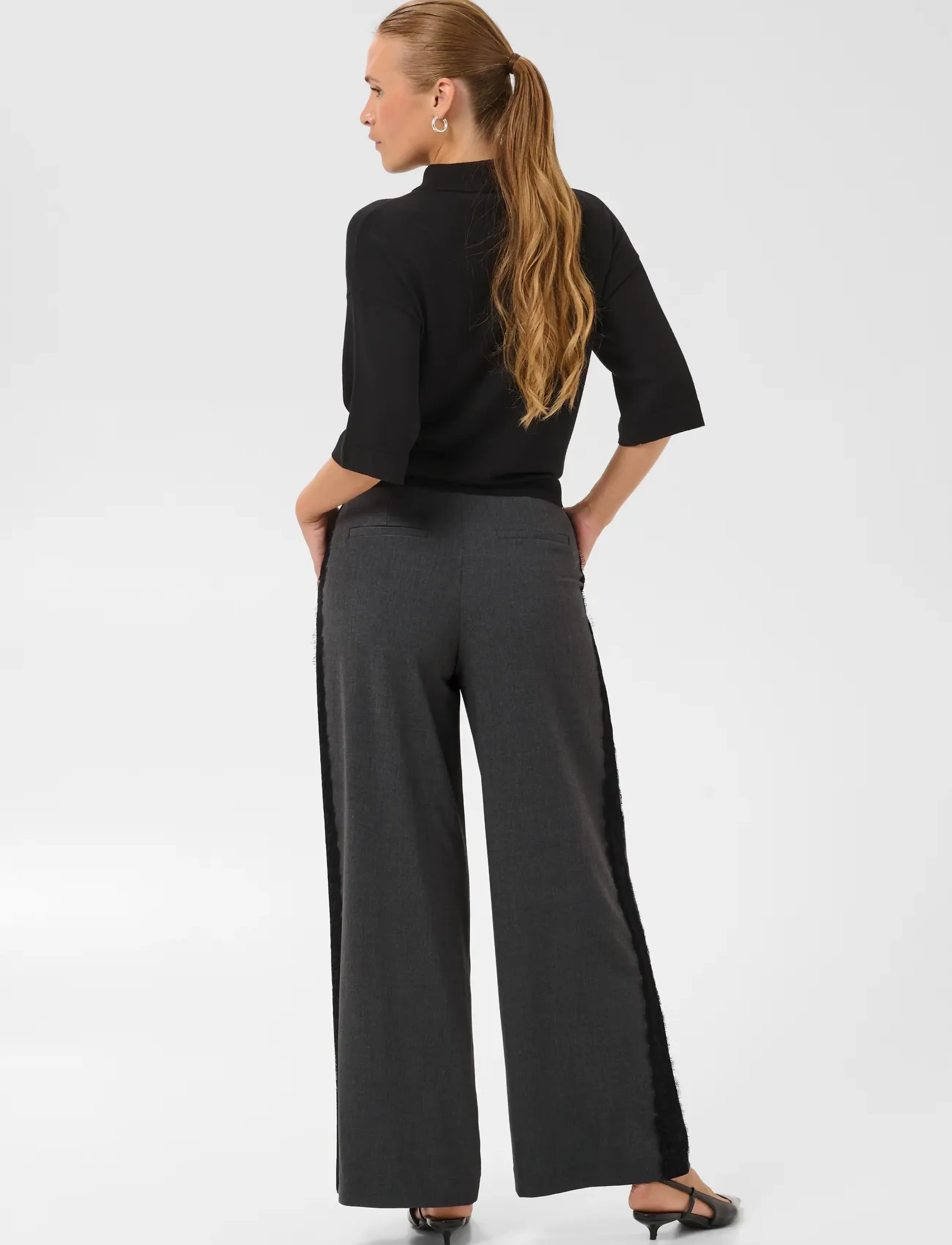 Kaffe - KArielle Wide Pants - dark grey melange - 4