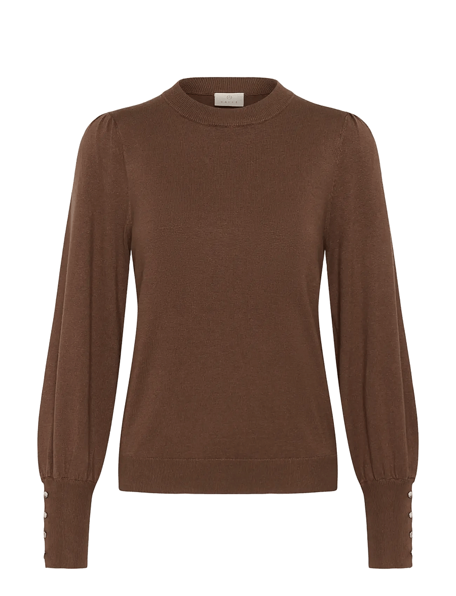 Kaffe - KAlizza Round Neck Pullover Buttons - striktrøjer - carafe - 0