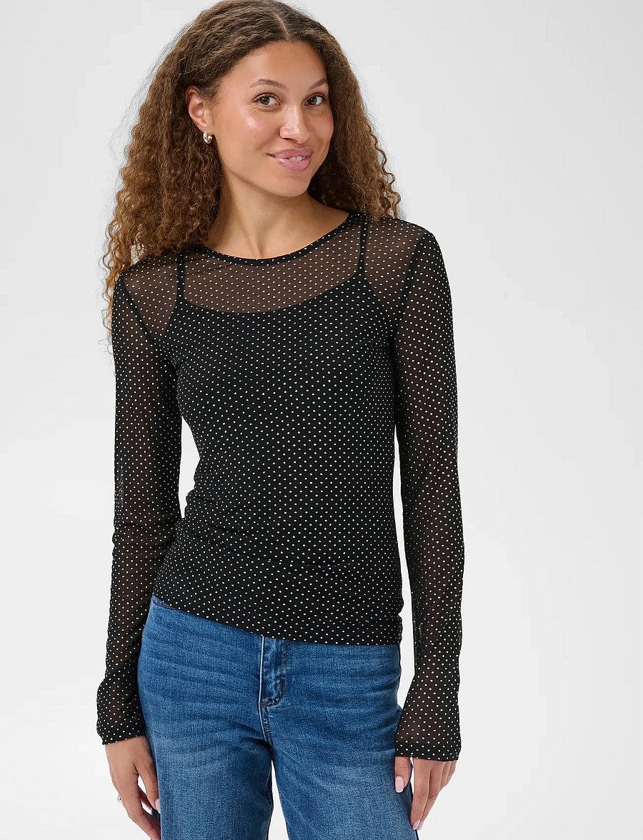 Kaffe - KAmiranda T-Shirt - langærmede toppe - black deep - 2