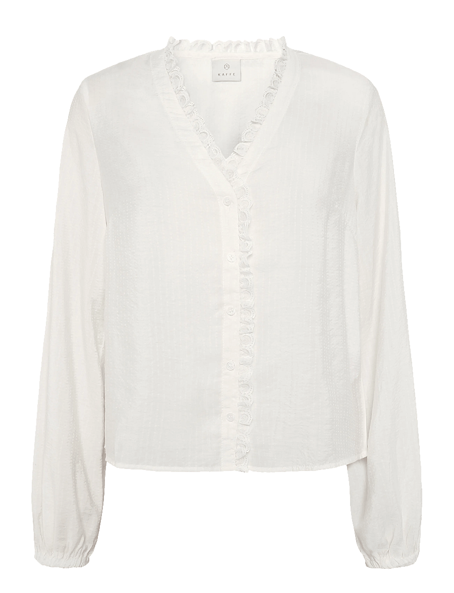 Kaffe - KAsollie blouse - långärmade blusar - chalk - 0