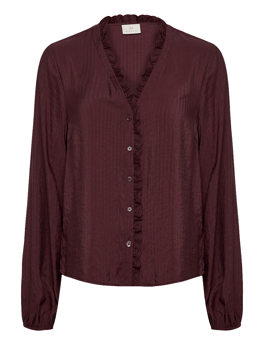 Kaffe - KAsollie blouse - langärmelige blusen - fudge - 0