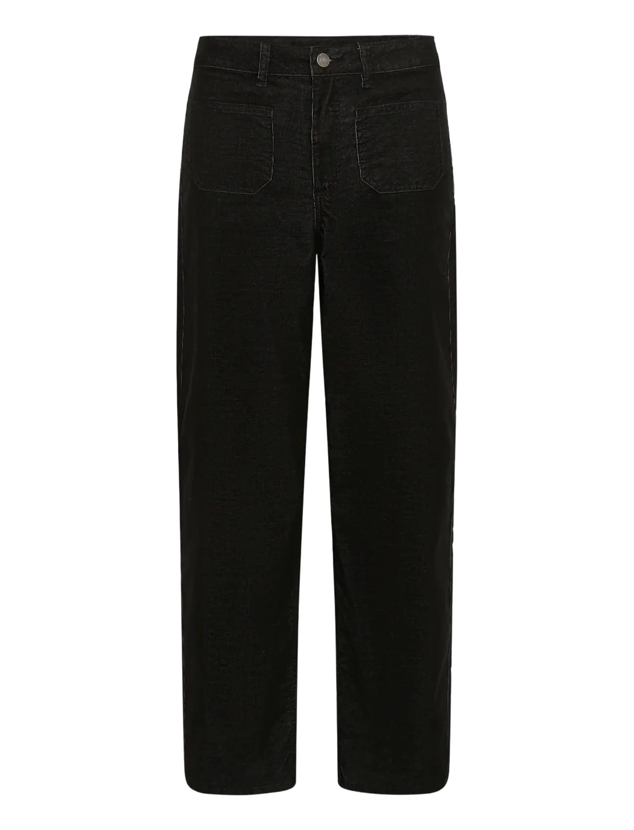 Kaffe KAbecca Pocket Pants - Hose mit geradem Bein - BLACK MELANGE CORDUROY / black