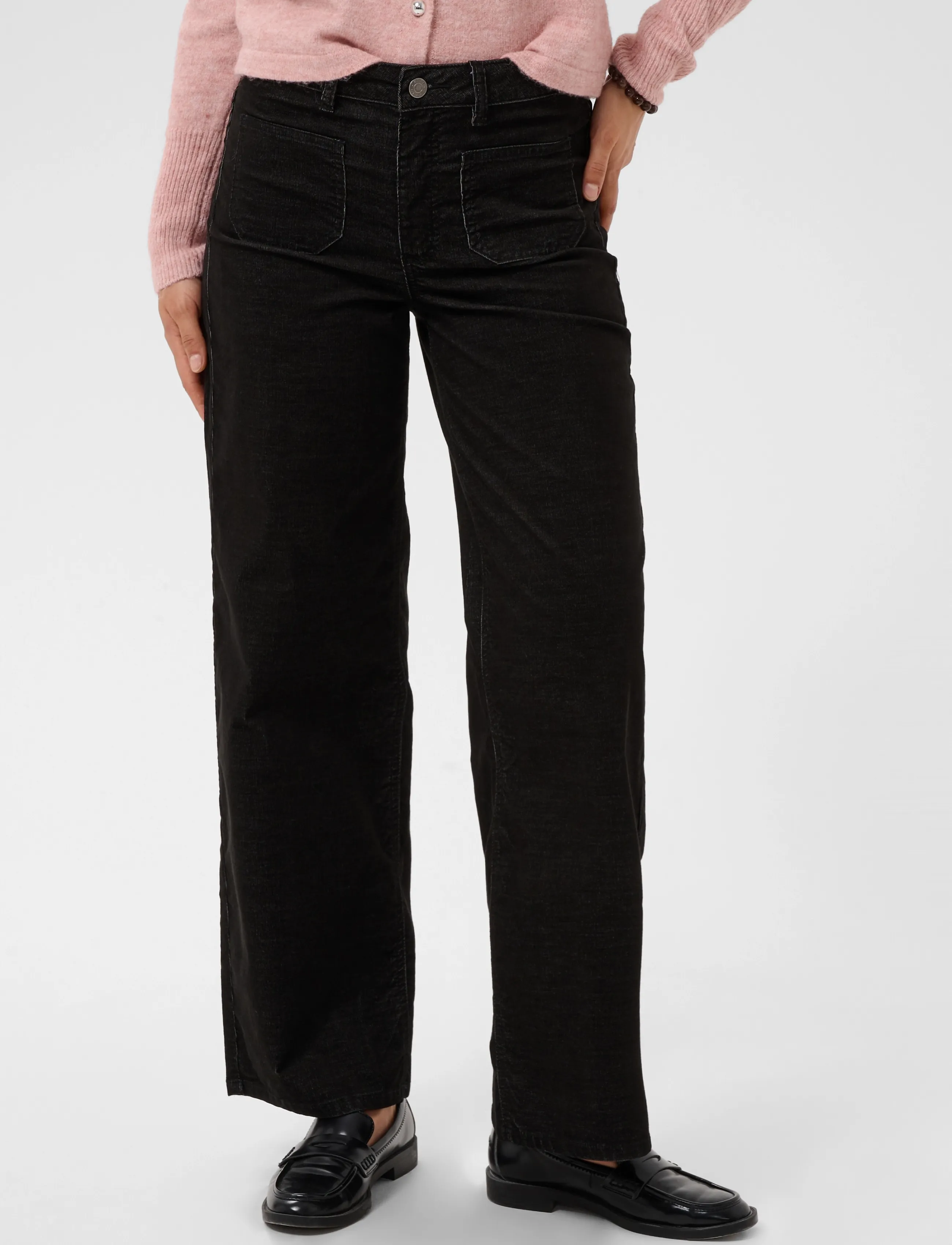 Kaffe - KAbecca Pocket Pants - sügisene kokkuhoid - black melange corduroy - 2