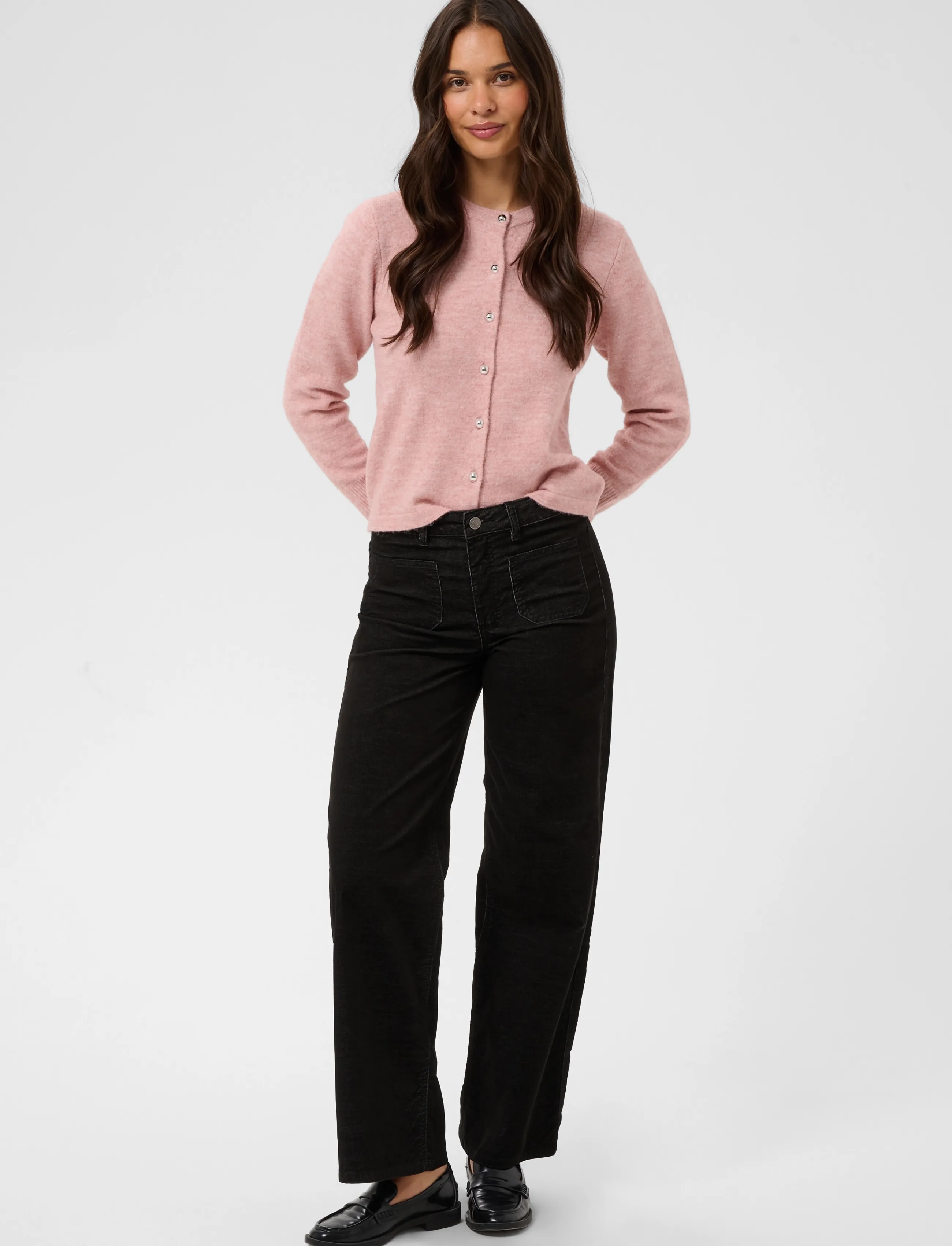 Kaffe - KAbecca Pocket Pants - sügisene kokkuhoid - black melange corduroy - 3