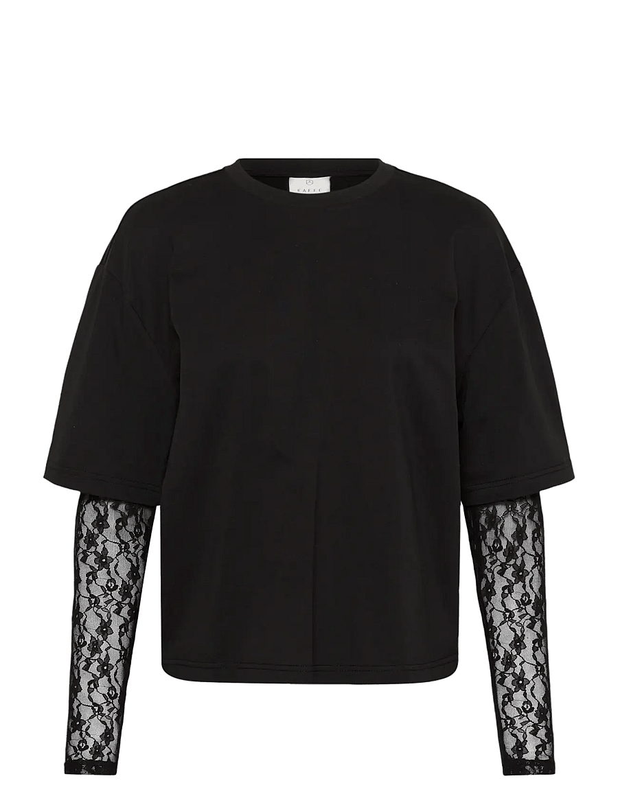 Kaffe - KAdora T-Shirt - långärmade toppar - black deep - 0