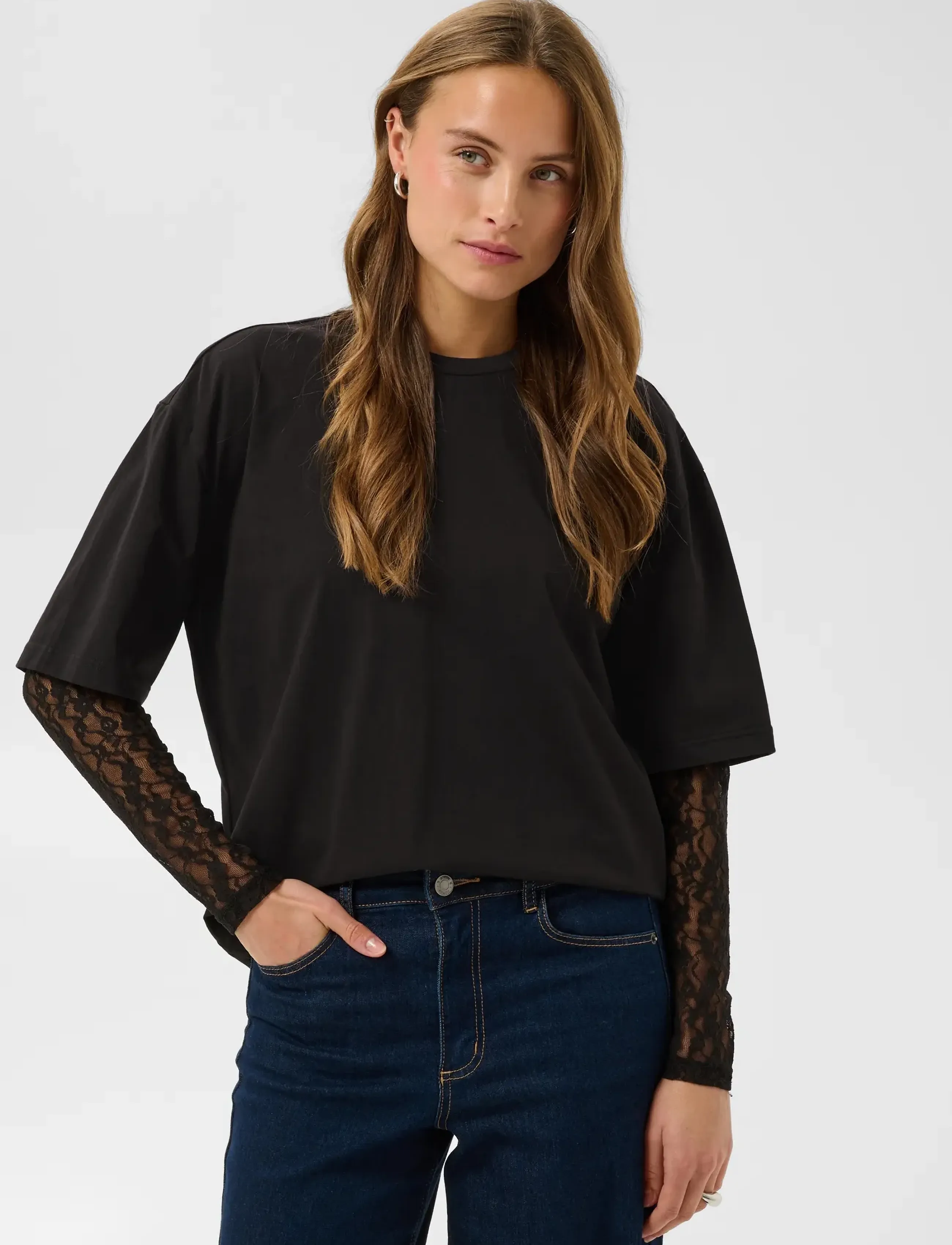 Kaffe - KAdora T-Shirt - langärmlige tops - black deep - 2