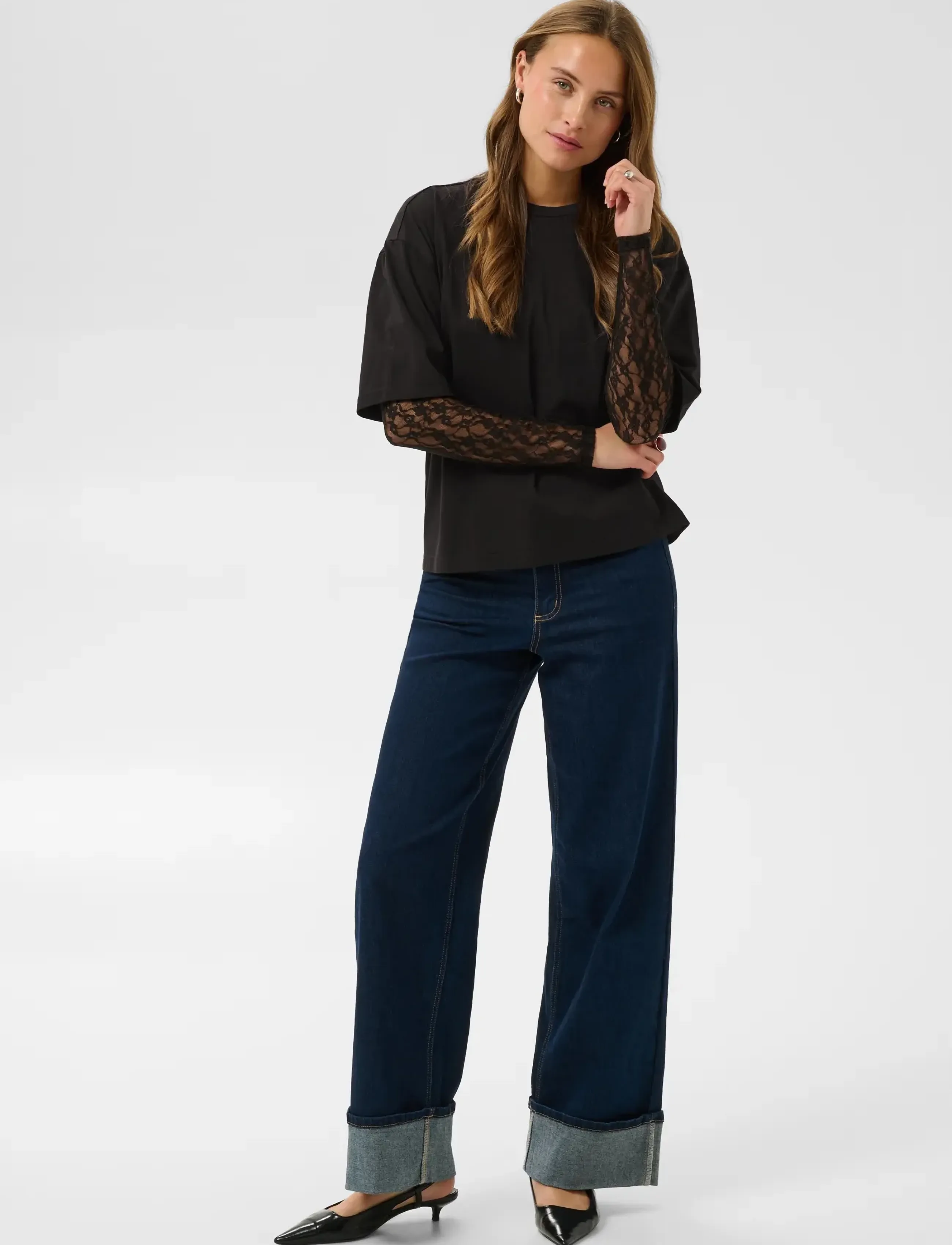Kaffe - KAdora T-Shirt - langärmlige tops - black deep - 3